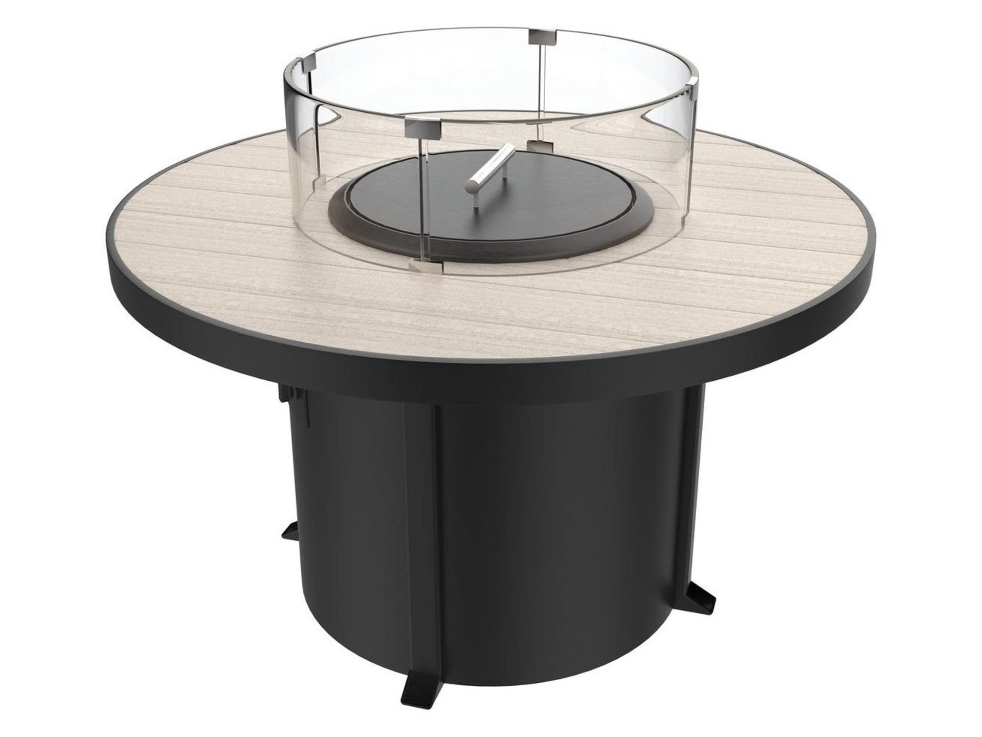 Universal 42 Inch Round Aluminum Fire Table Dark Gray with Seashell Tangent Top