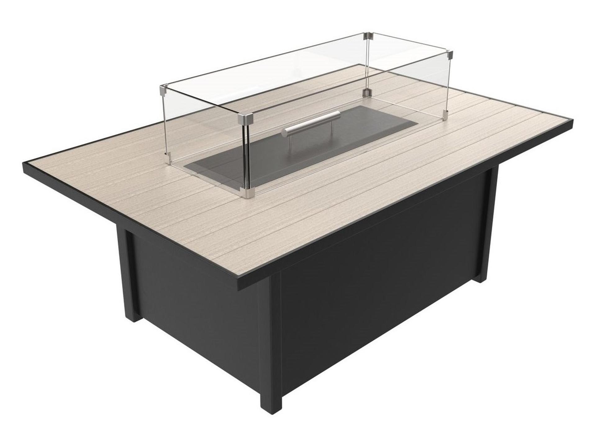 Universal Rectangular Fire Table Dark Gray with Seashell Tangent Cal-Sil Top