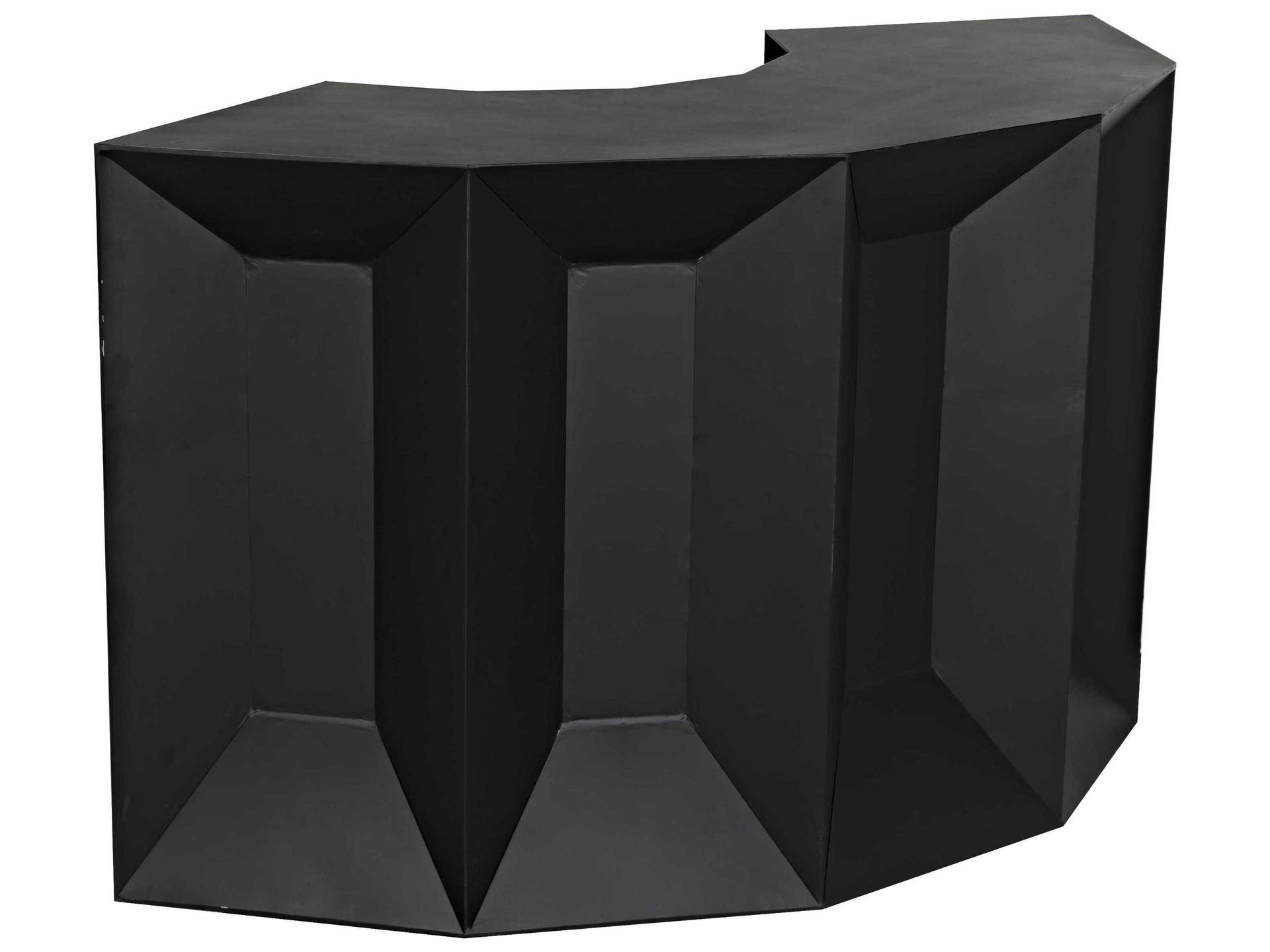 Peter 78-Inch Industrial Steel Bar Counter in Matte Black