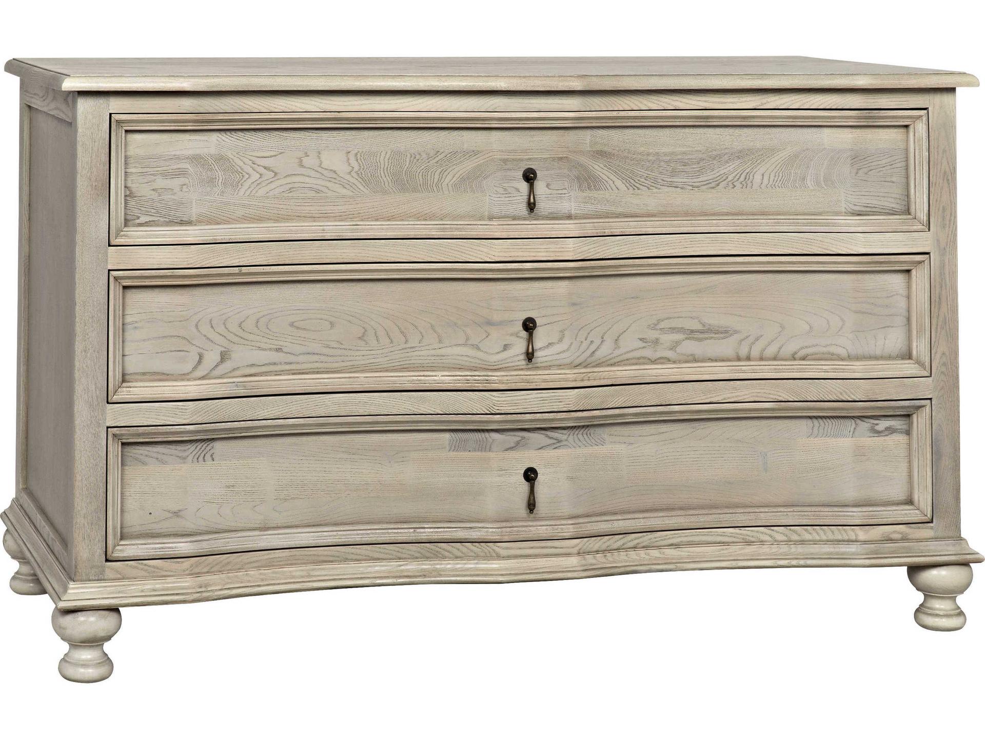 Curved Front 3 Drawer Chest in Vintage Grey