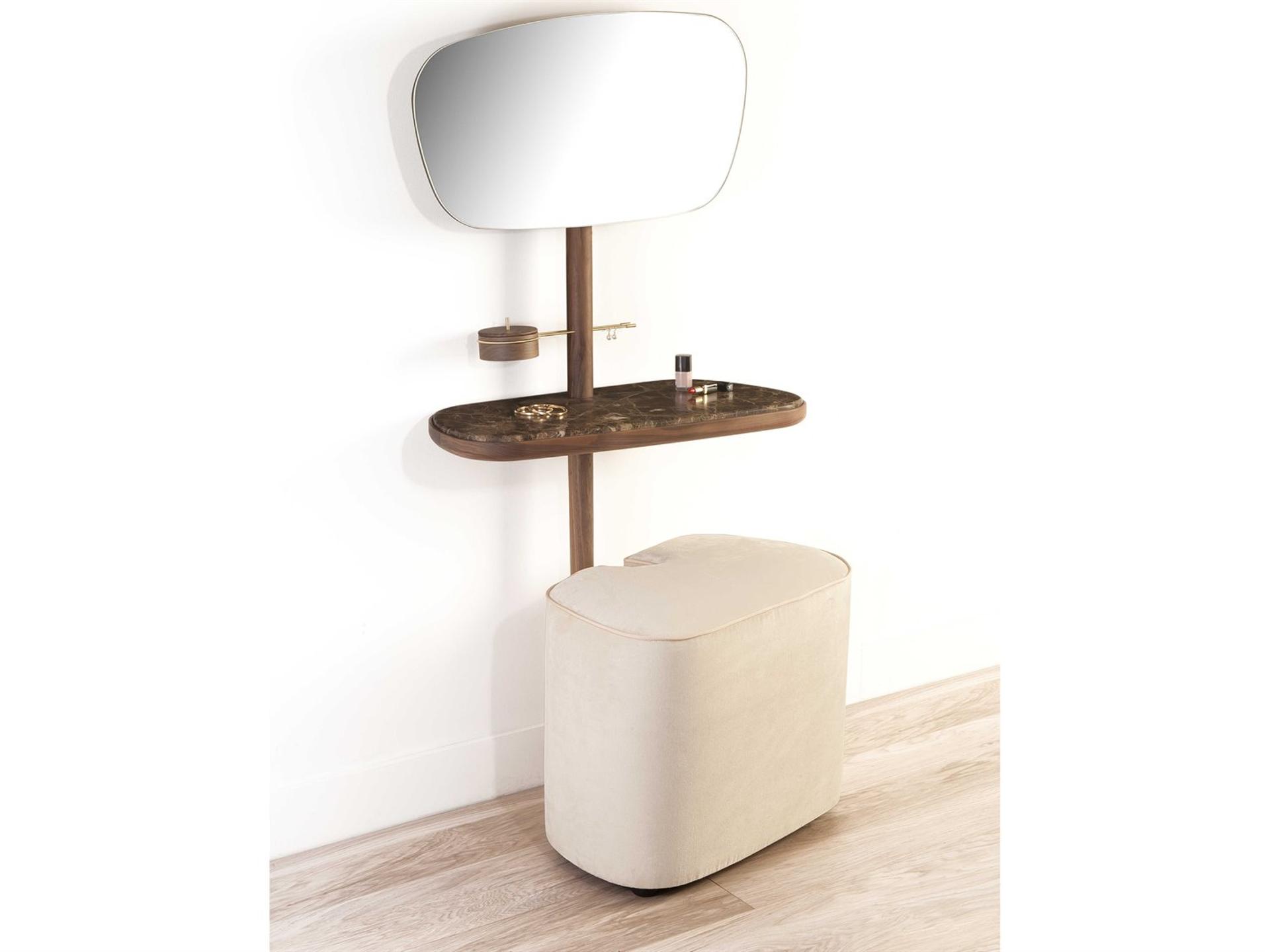 Tocador Walnut Emperador Marble Wood Vanity Table