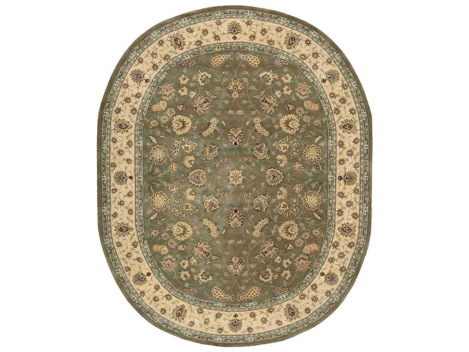 2000 Collection 7'6" x 9'6" Oval Olive Traditional Area Rug