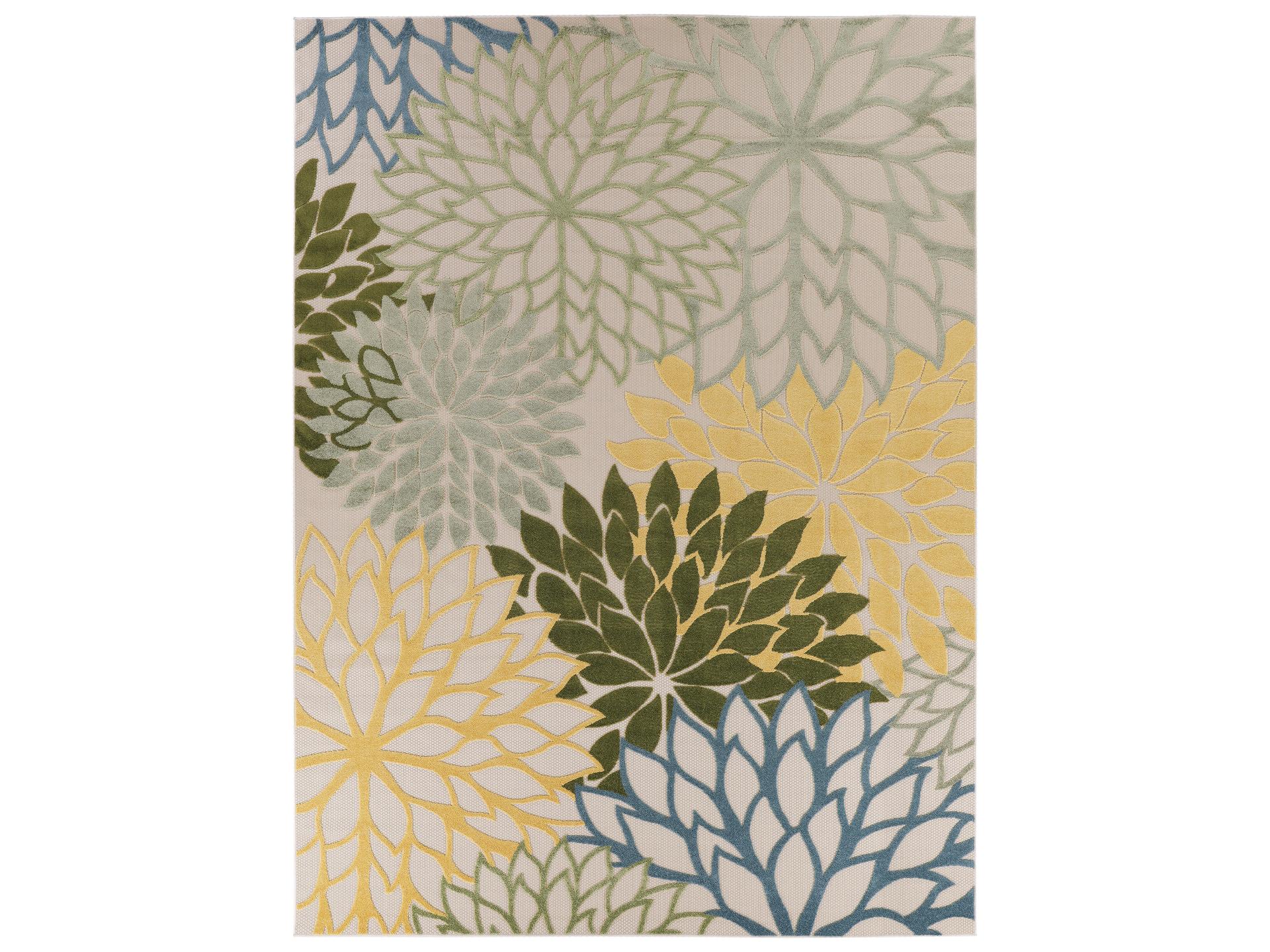 Aloha Indoor Outdoor Area Rug Green Multicolor Floral