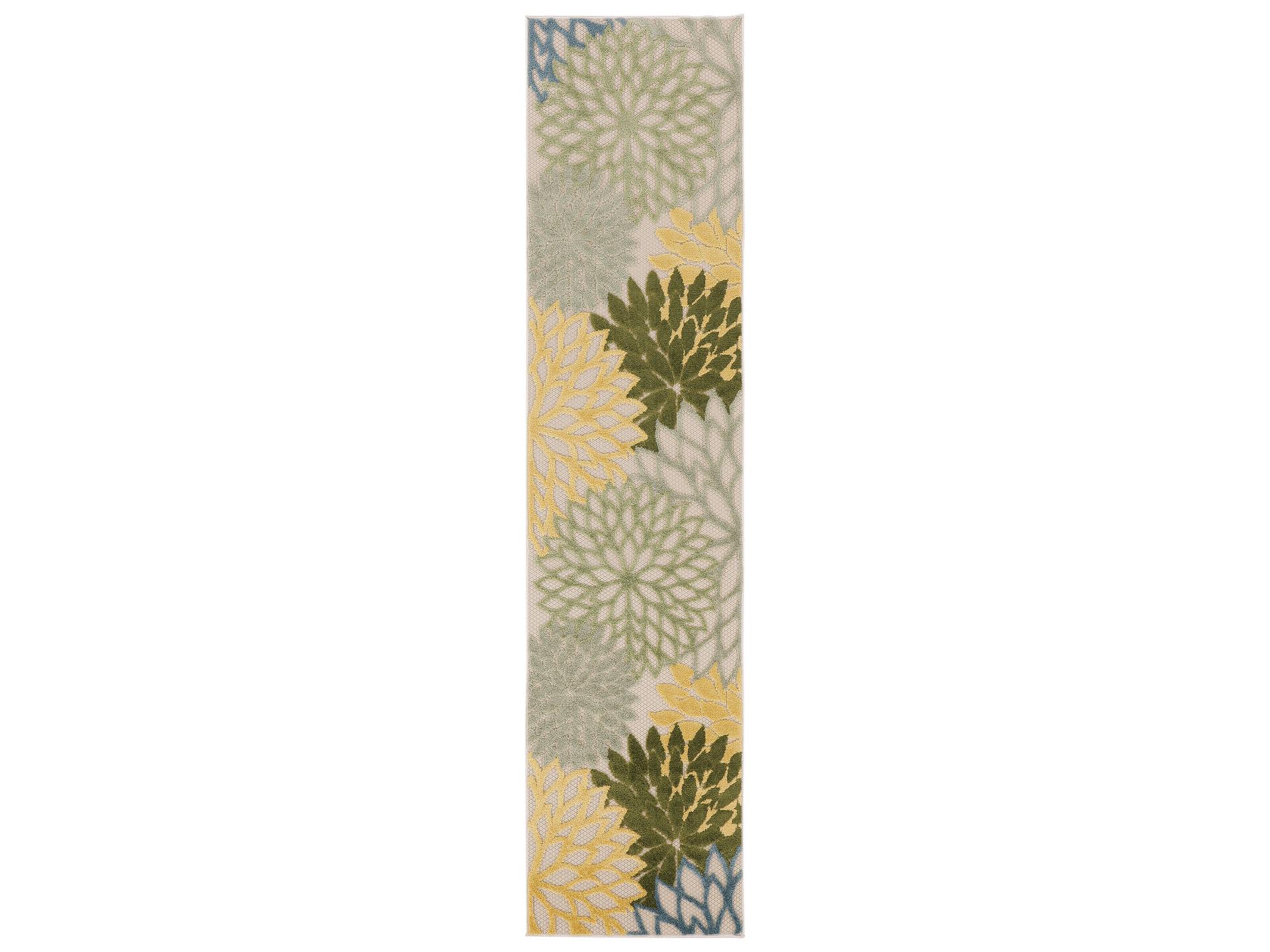 Aloha ALH05 Indoor Outdoor Floral Runner Rug