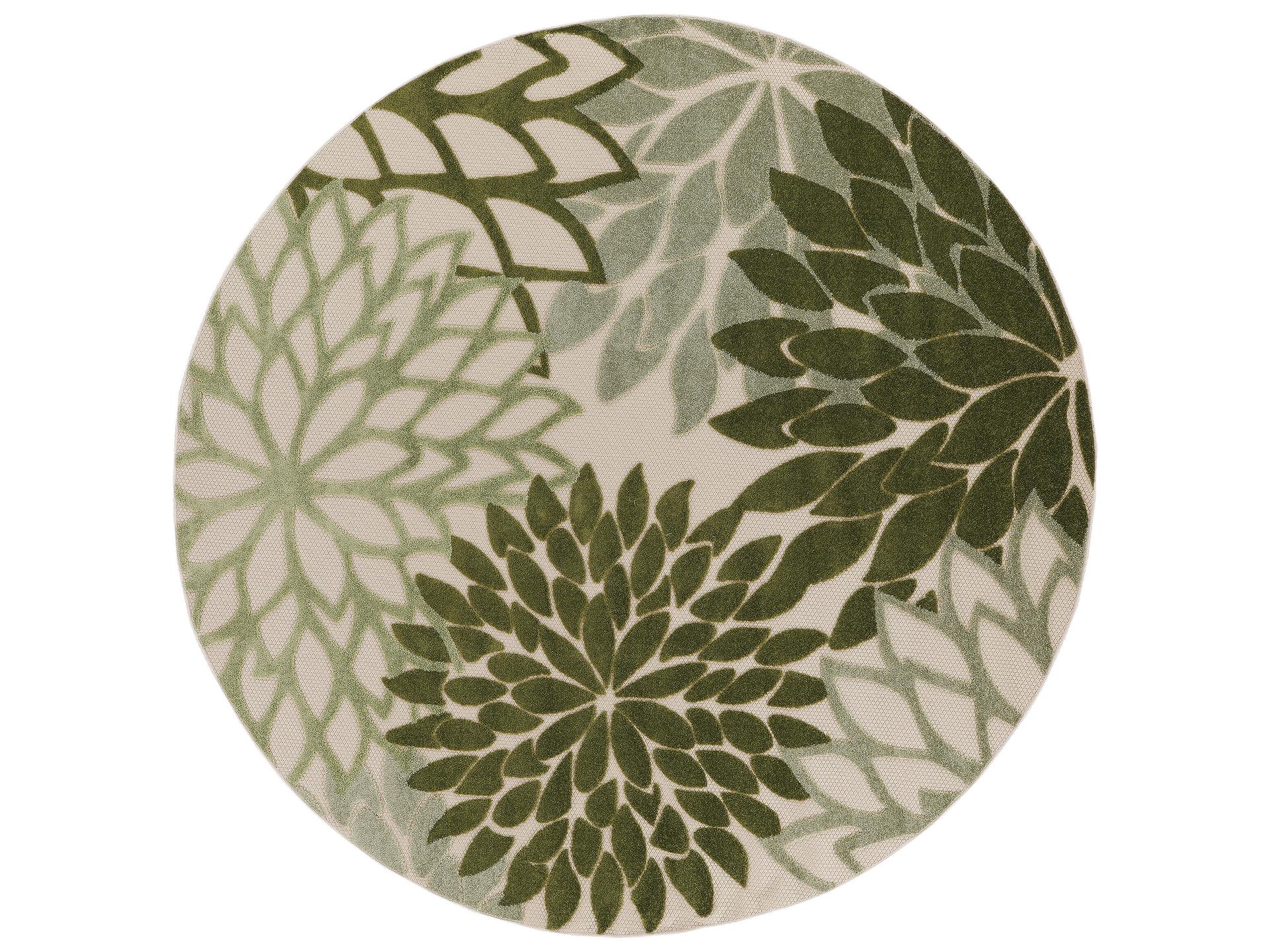 Aloha Indoor Outdoor Rug Round Floral