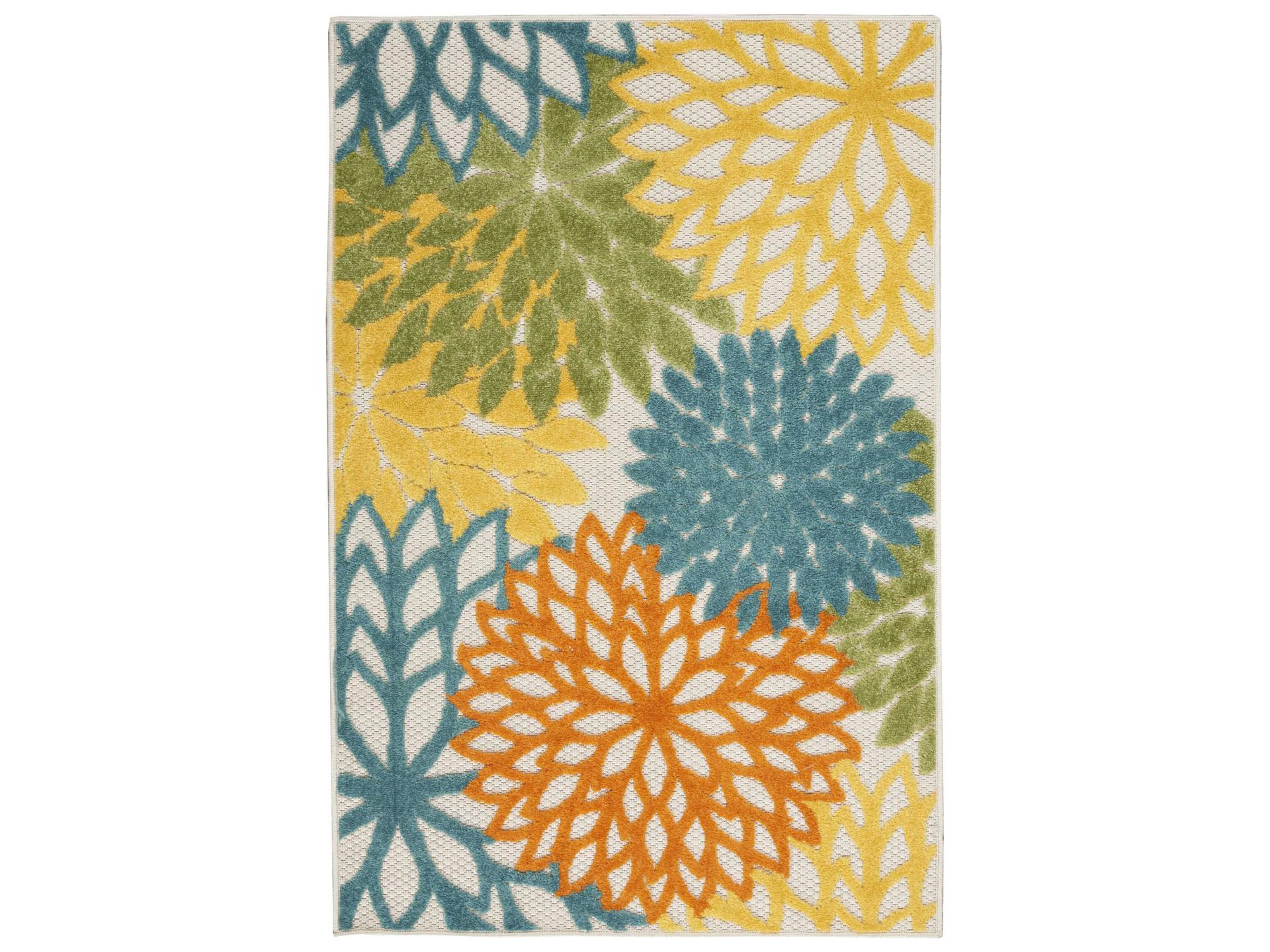 Aloha Indoor Outdoor Rug Turquoise Multi Floral