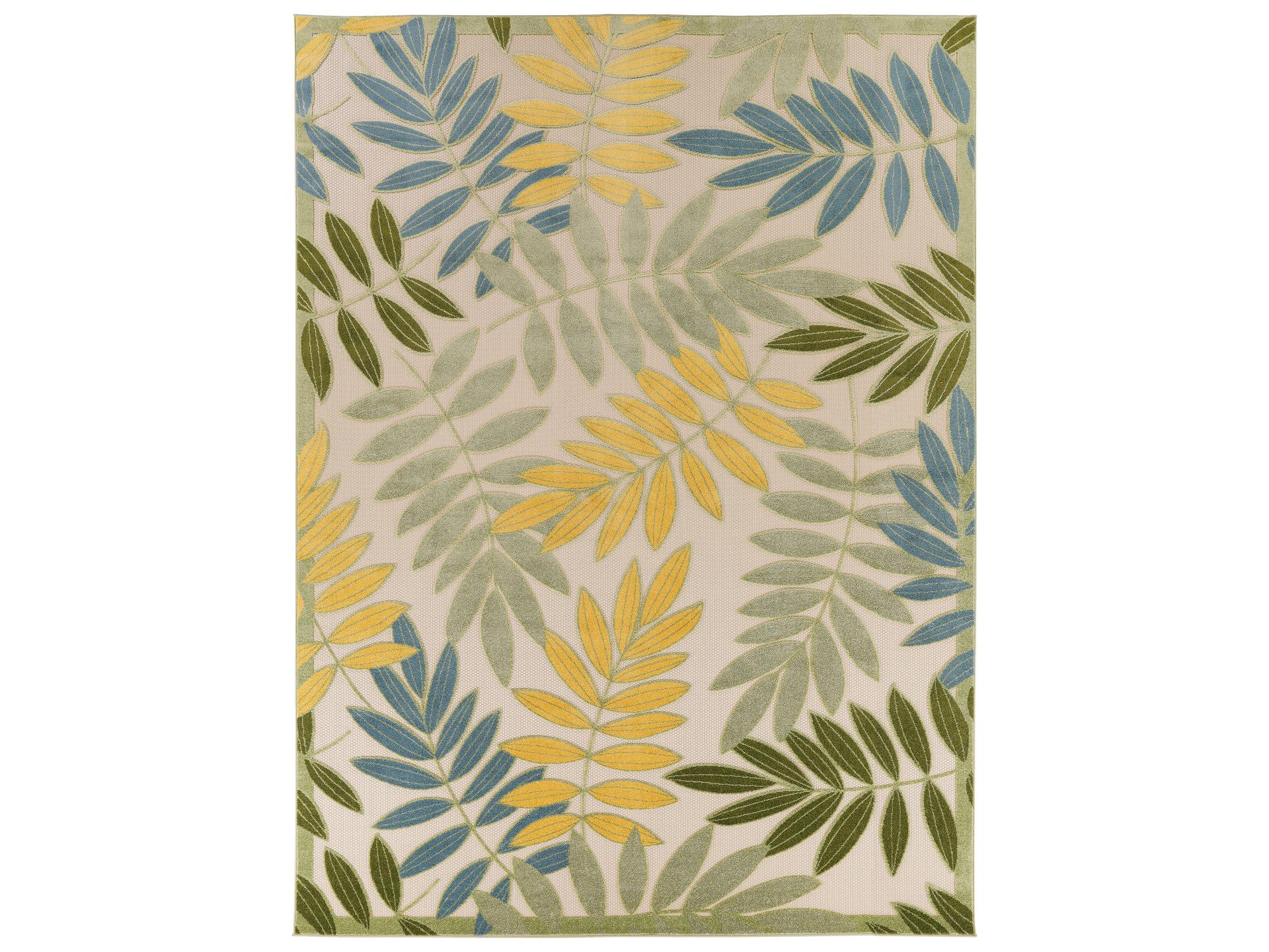 Aloha Indoor Outdoor Area Rug Tropical Leaf Design