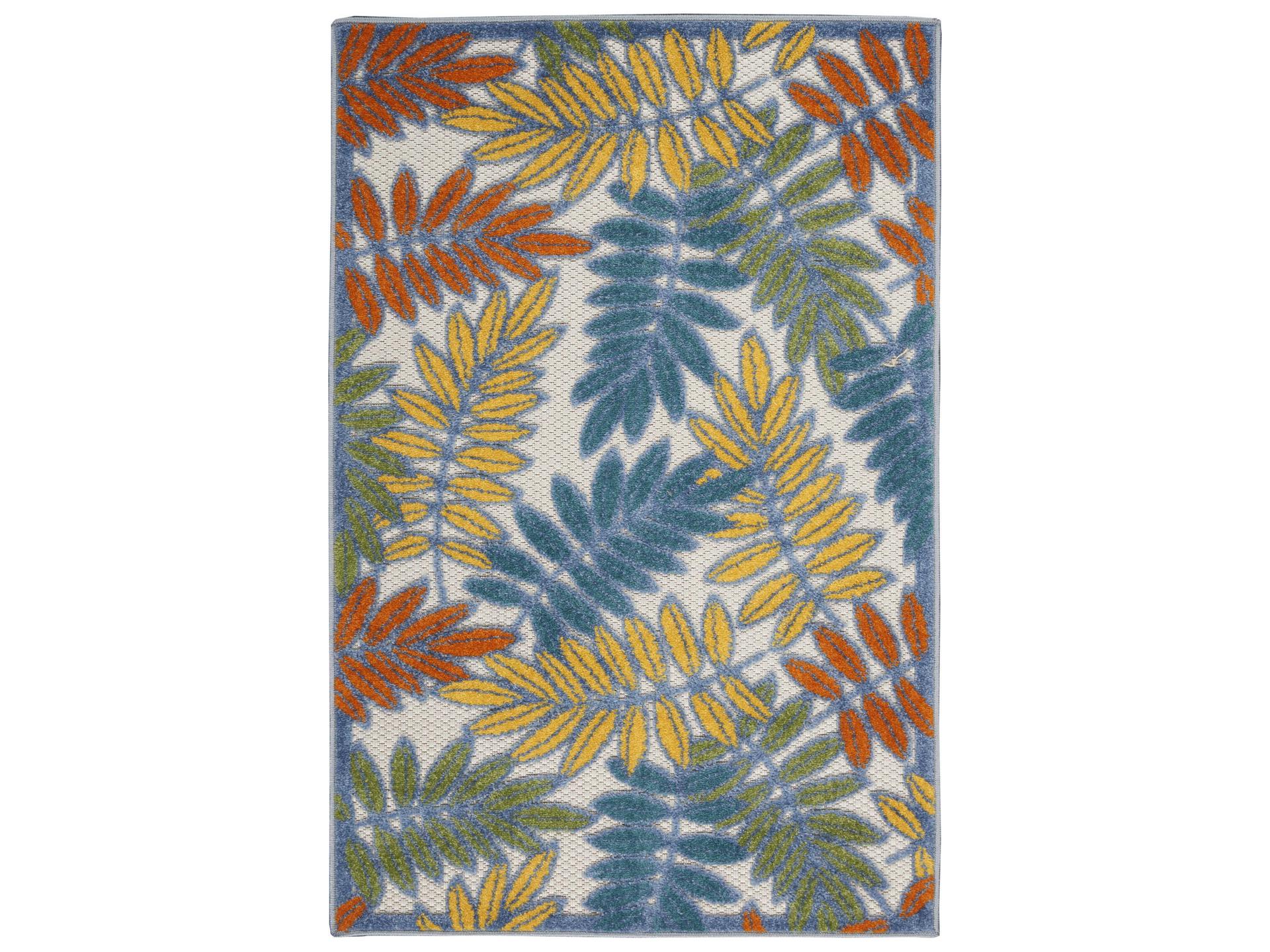Aloha ALH18 Ivory Multi Floral Indoor Outdoor Area Rug