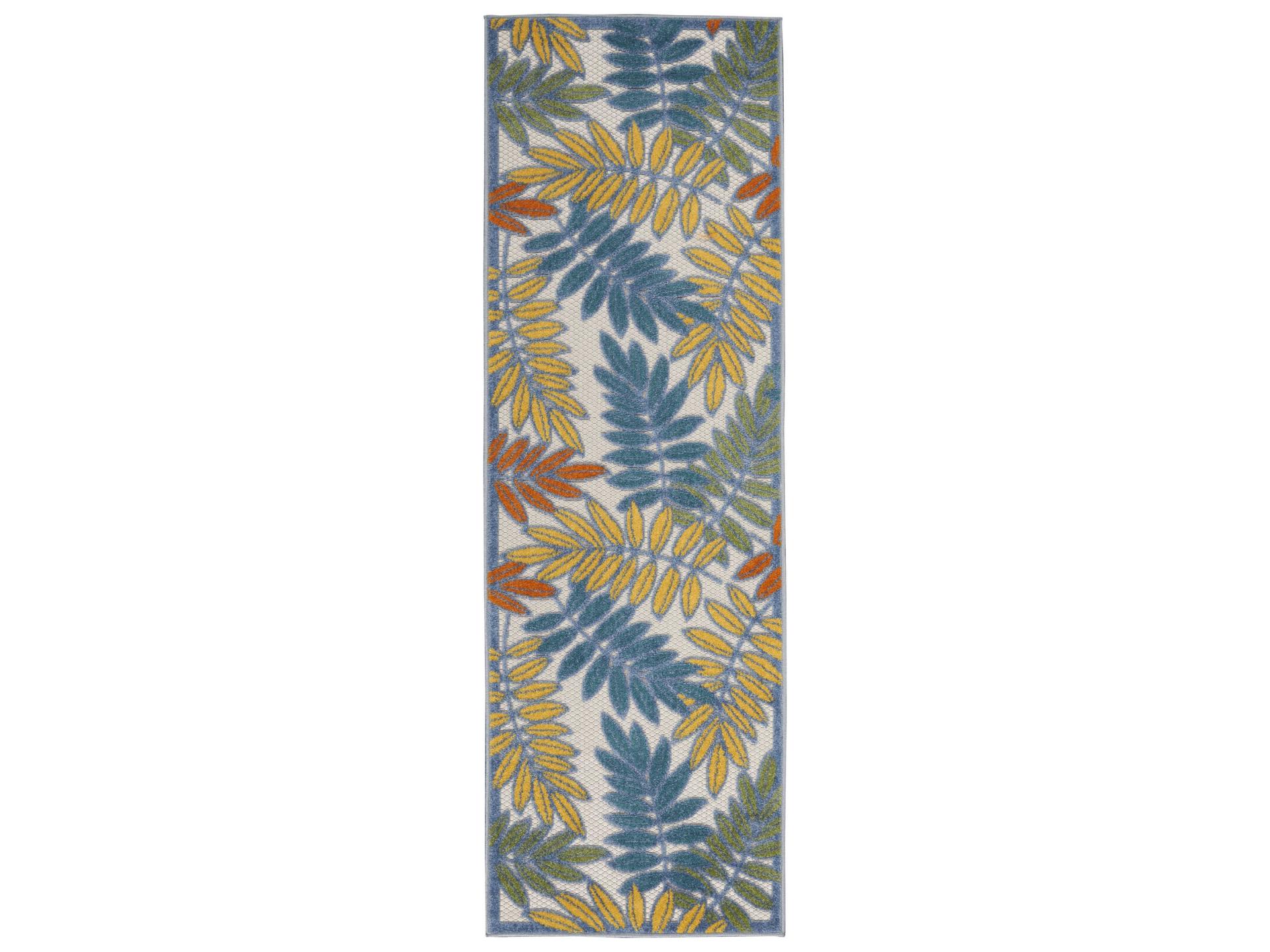 Aloha Runner Rug Indoor Outdoor Tropical Leaf
