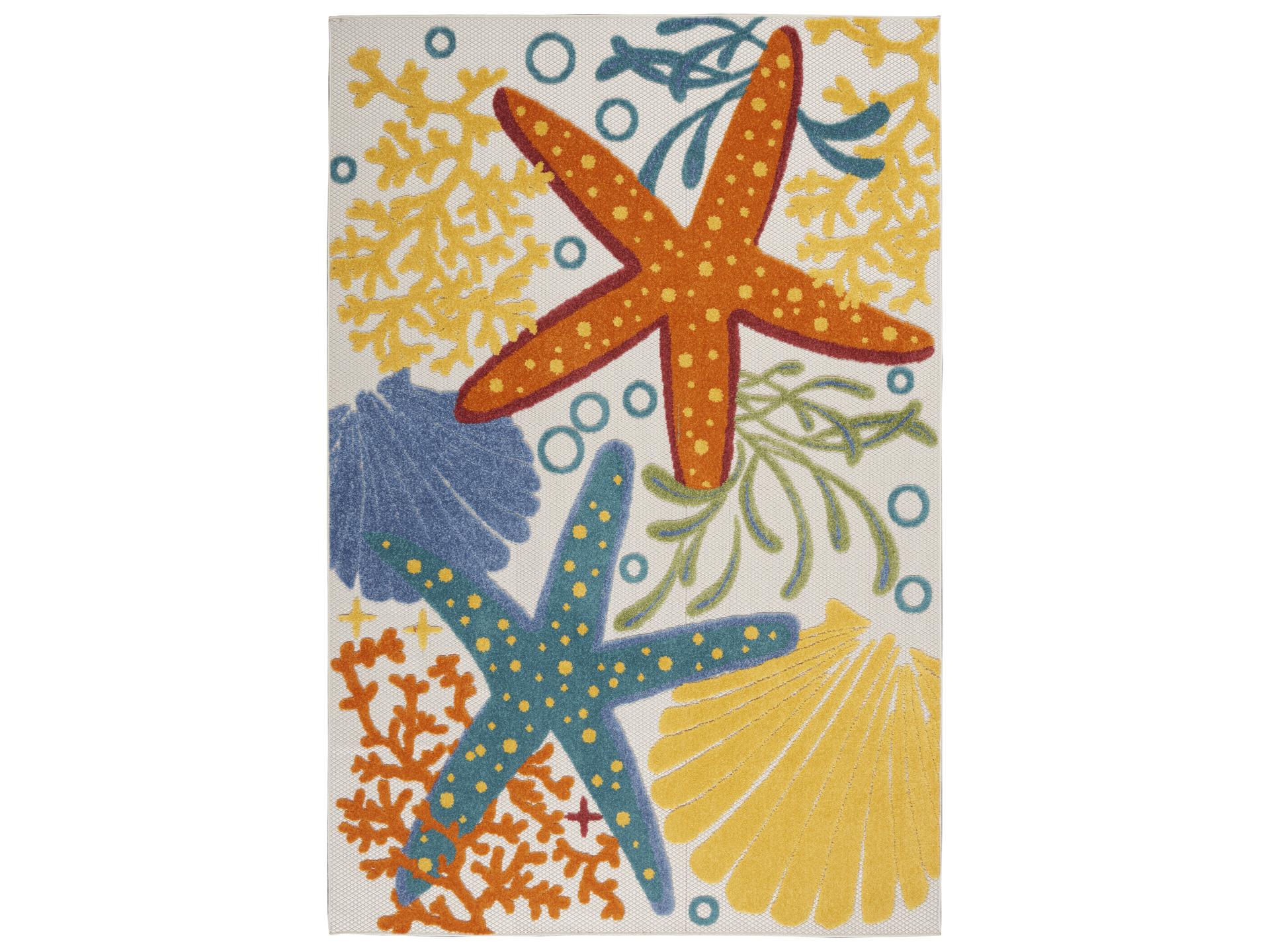 Aloha ALH24 Multicolor Area Rug Indoor Outdoor Coastal