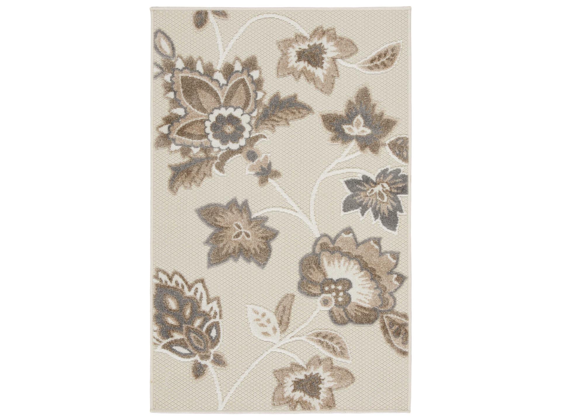 Aloha Indoor Outdoor Floral Area Rug in Beige