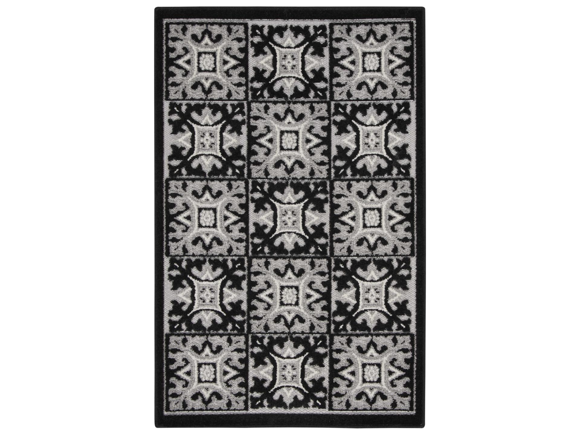 Aloha Outdoor Area Rug Geometric Black and White