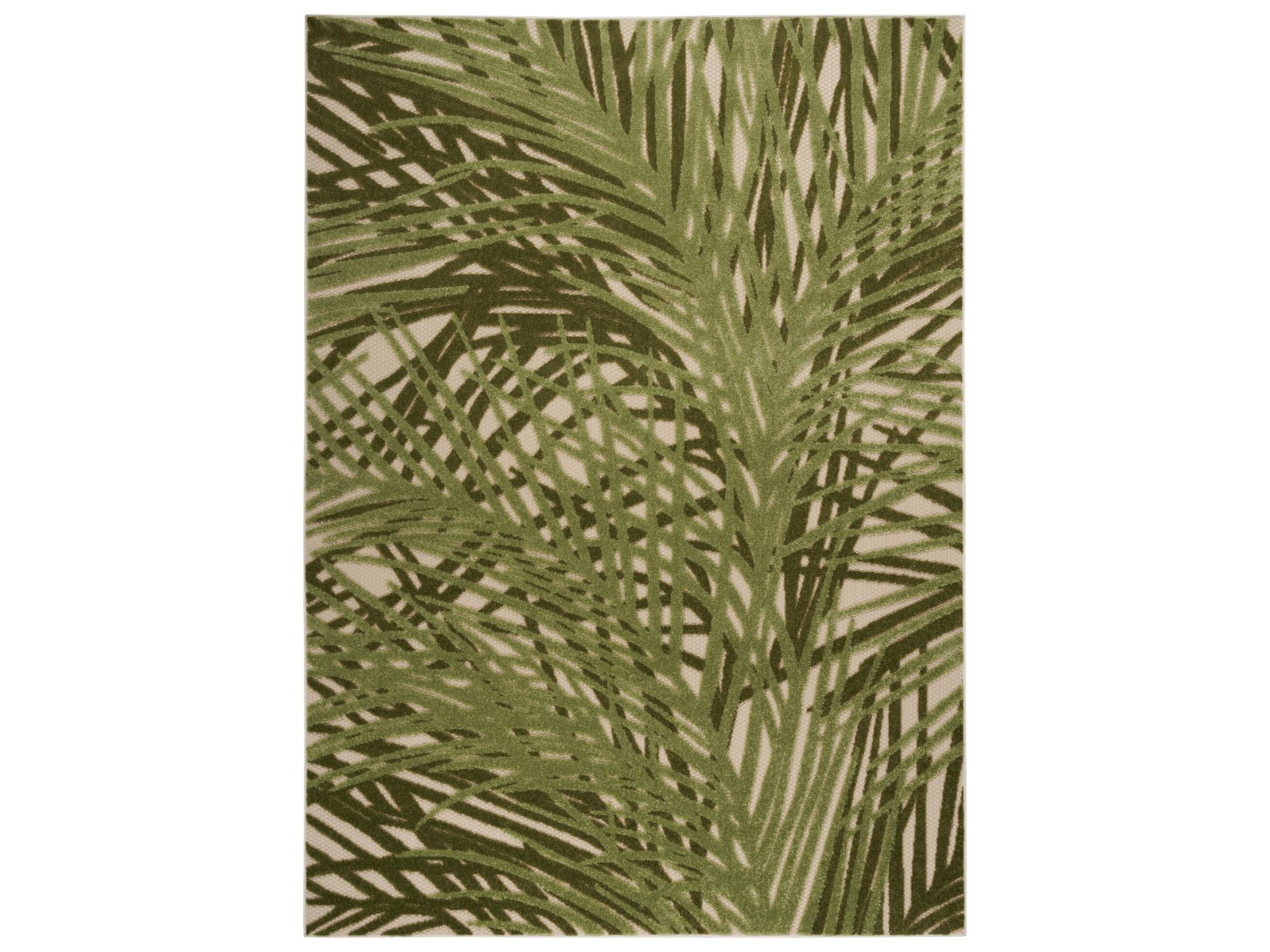 Aloha Indoor Outdoor Rug Ivory Green Tropical
