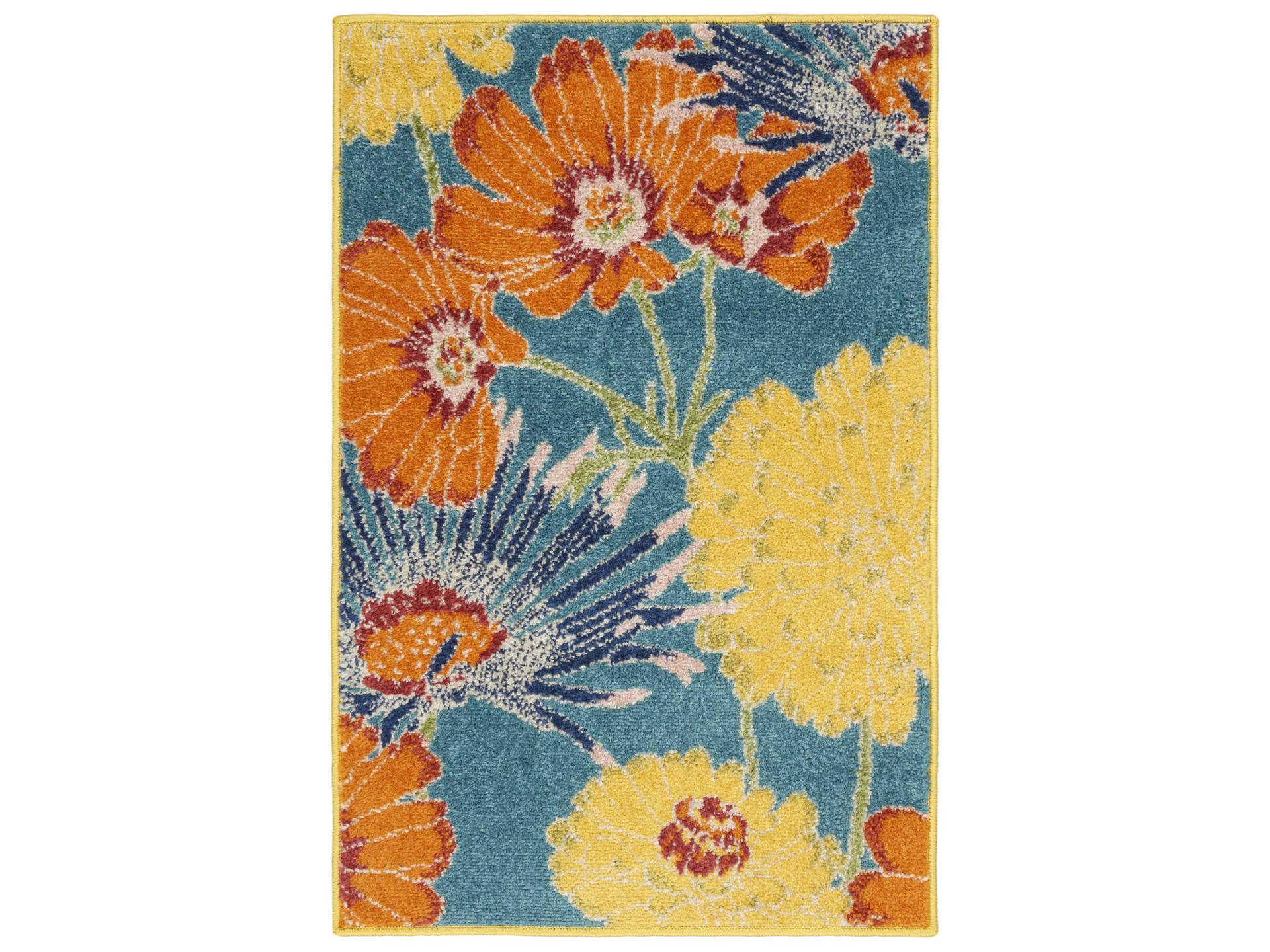 Aloha ALR06 Rectangle Area Rug Turquoise Multi Polypropylene