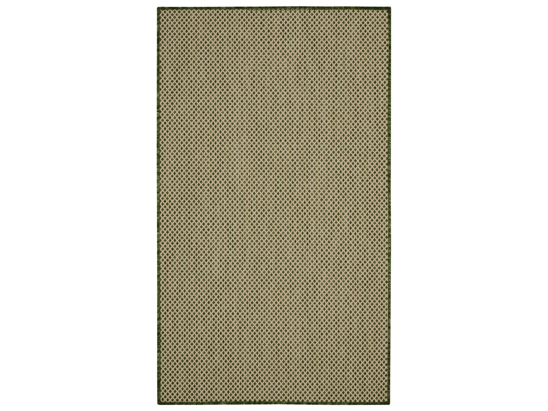 Courtyard Geometric Area Rug Indoor Outdoor Durable in Deep Green