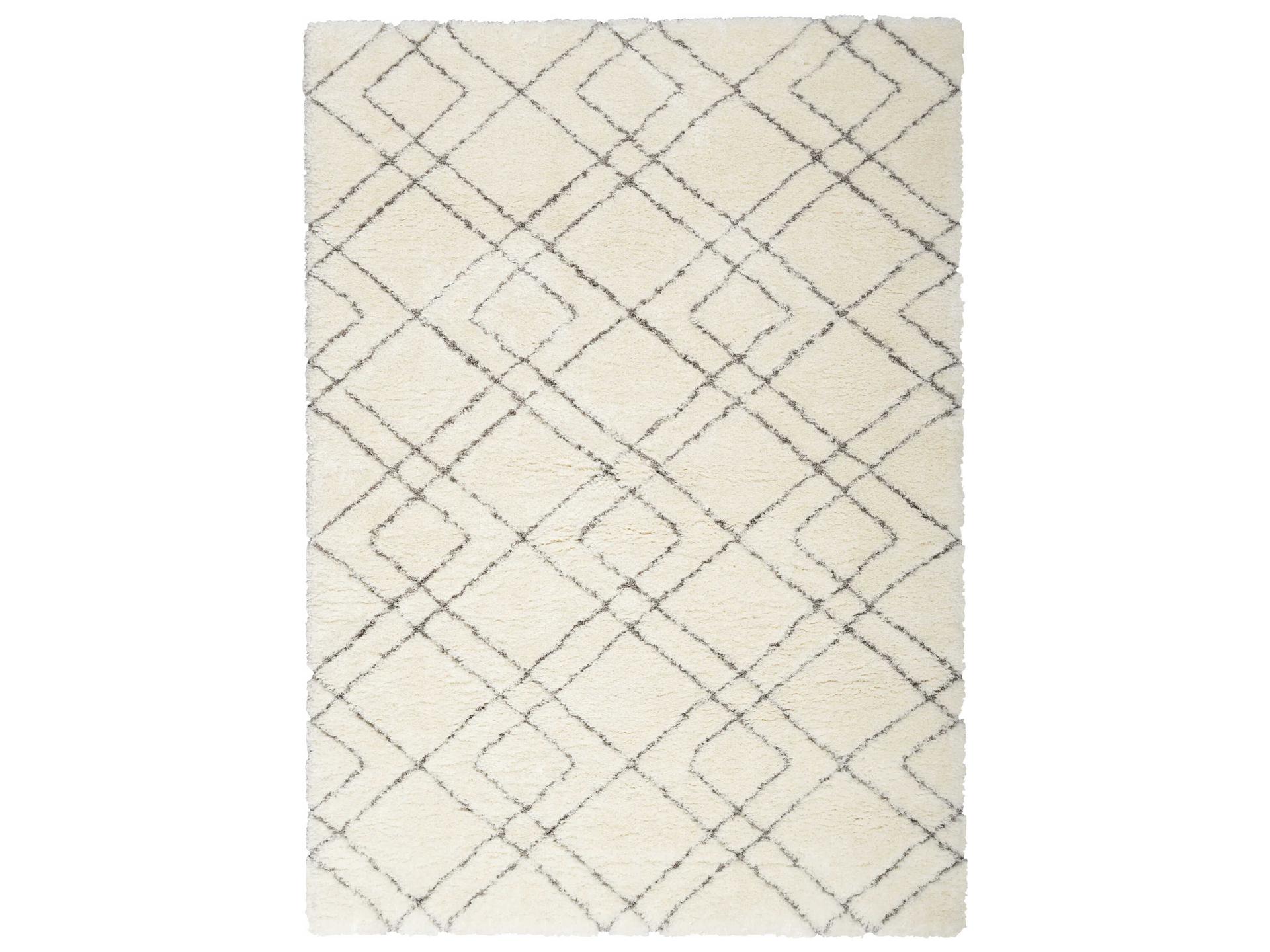 Dreamy Shag Ivory Geometric Power-Loomed Area Rug