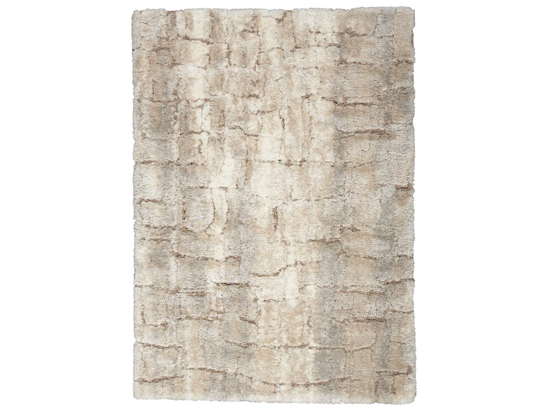 Dreamy Shag Abstract Area Rug 5'3" x 7'3" Ivory Beige