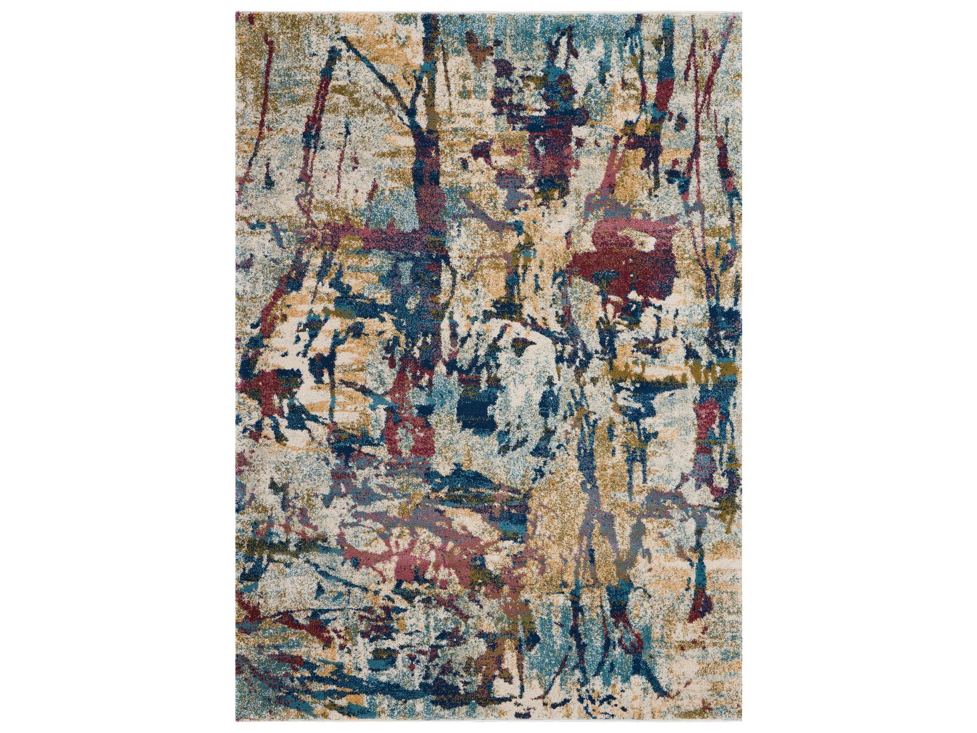 Fusion FSS10 Cream Multicolor Modern Abstract Area Rug