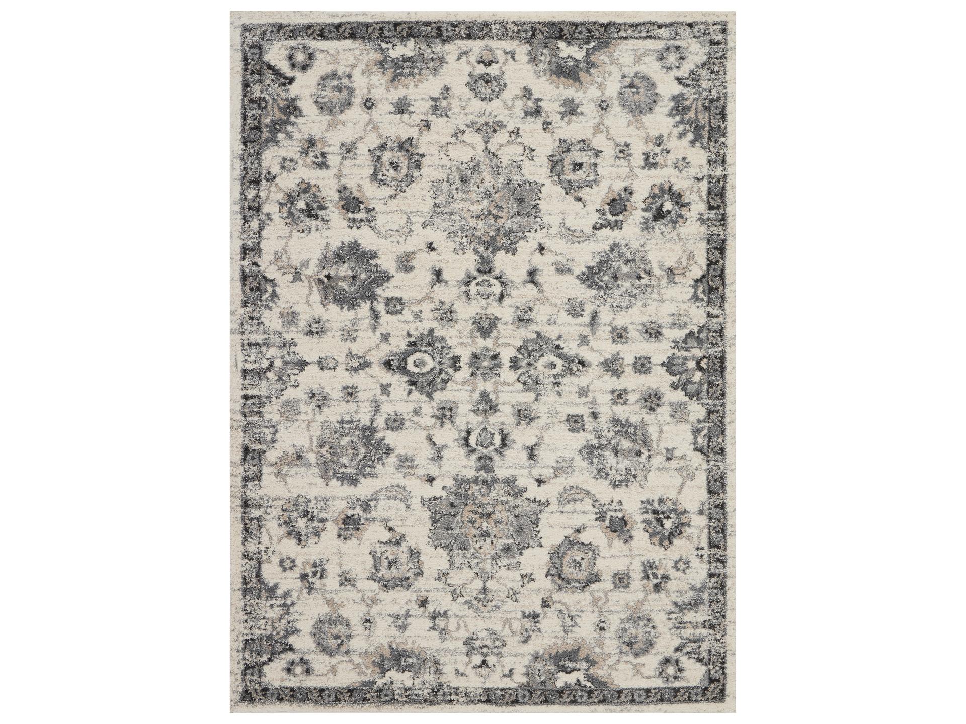 Fusion FSS15 Cream Grey Distressed Floral Persian Vintage Area Rug