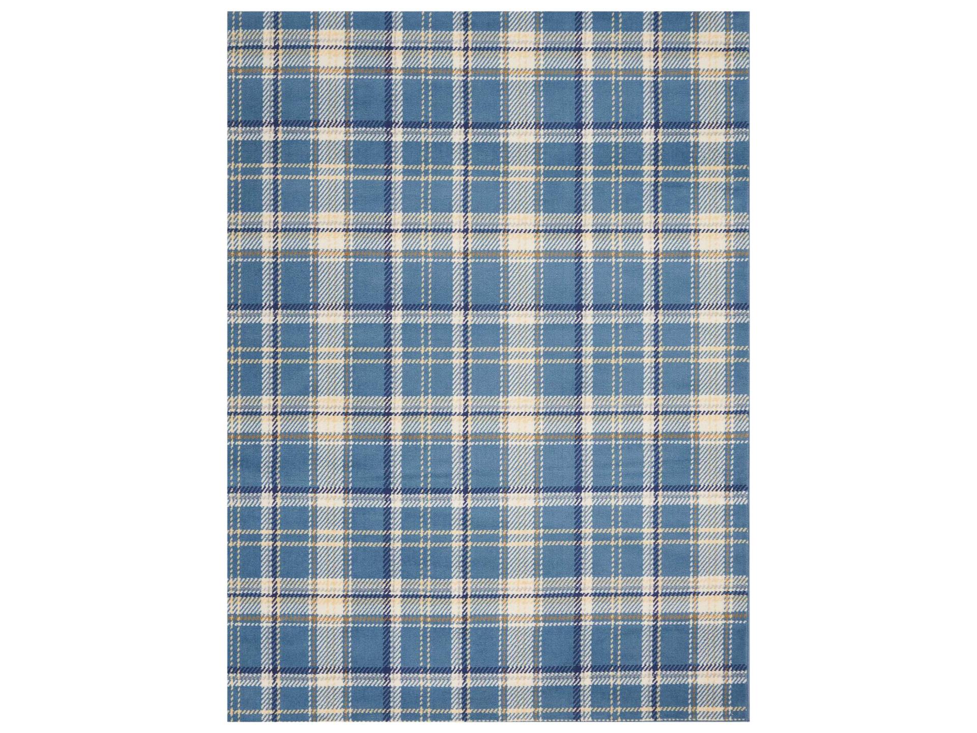Grafix Area Rug Blue Contemporary Plaid