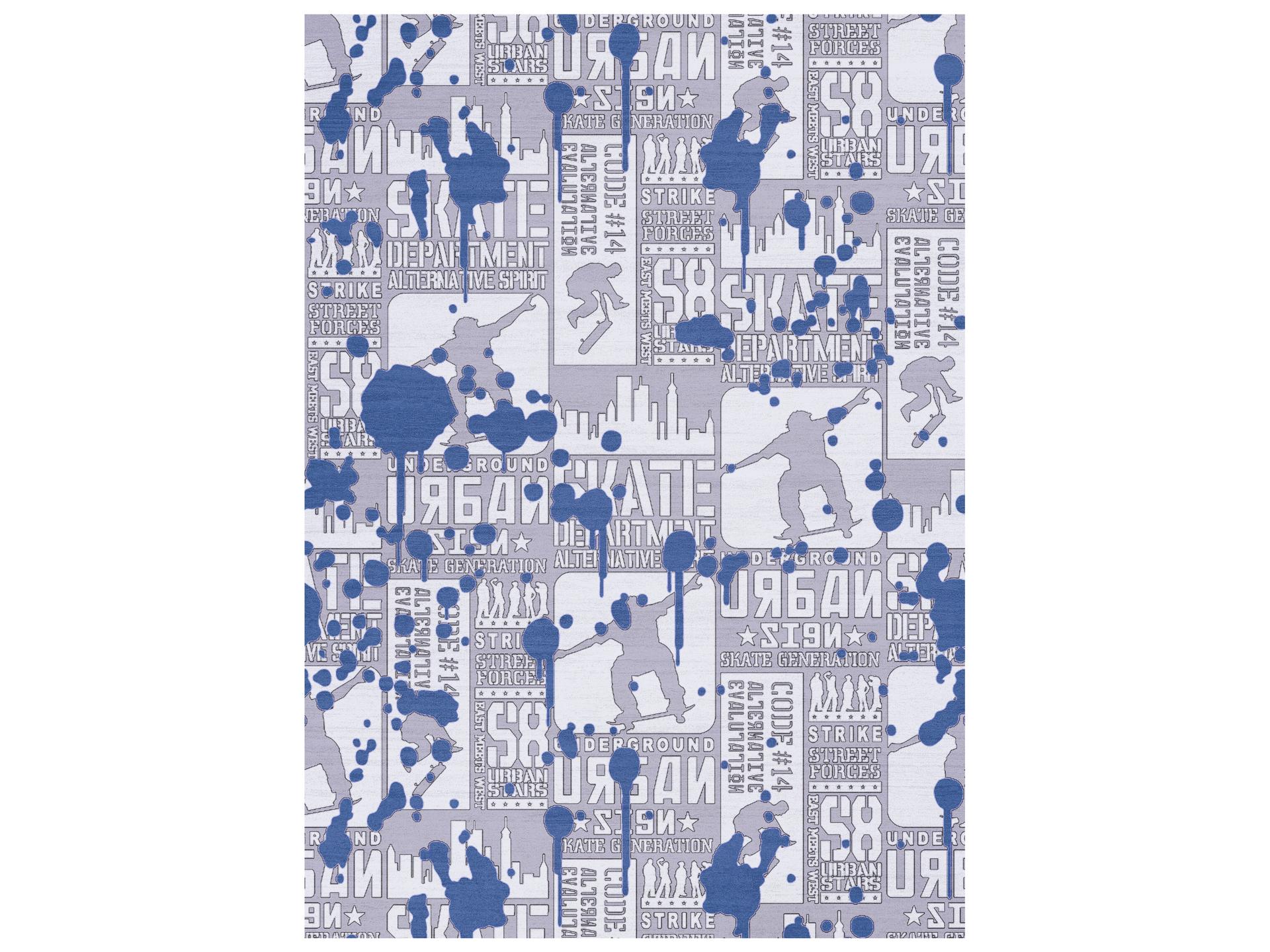 Imagination Graphic Area Rug Blue Machine Washable