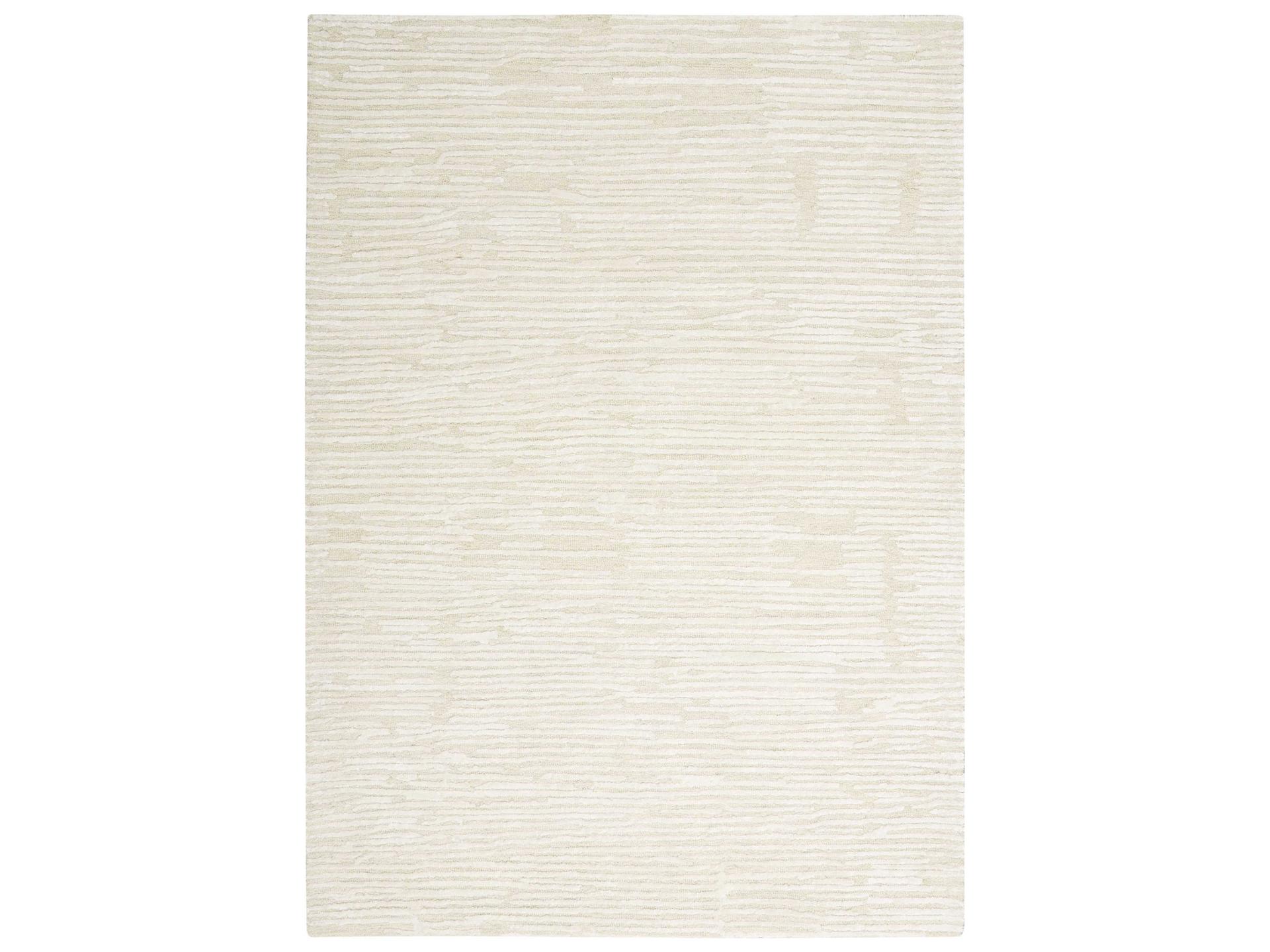 Calvin Klein Linear Striped Area Rug in Ivory Wool Blend