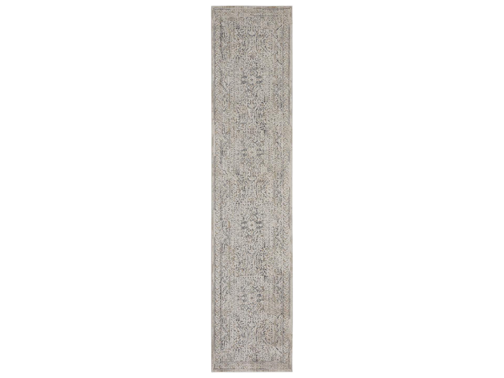 Lynx Area Rug in Ivory Grey and Blue Bohemian Medallion