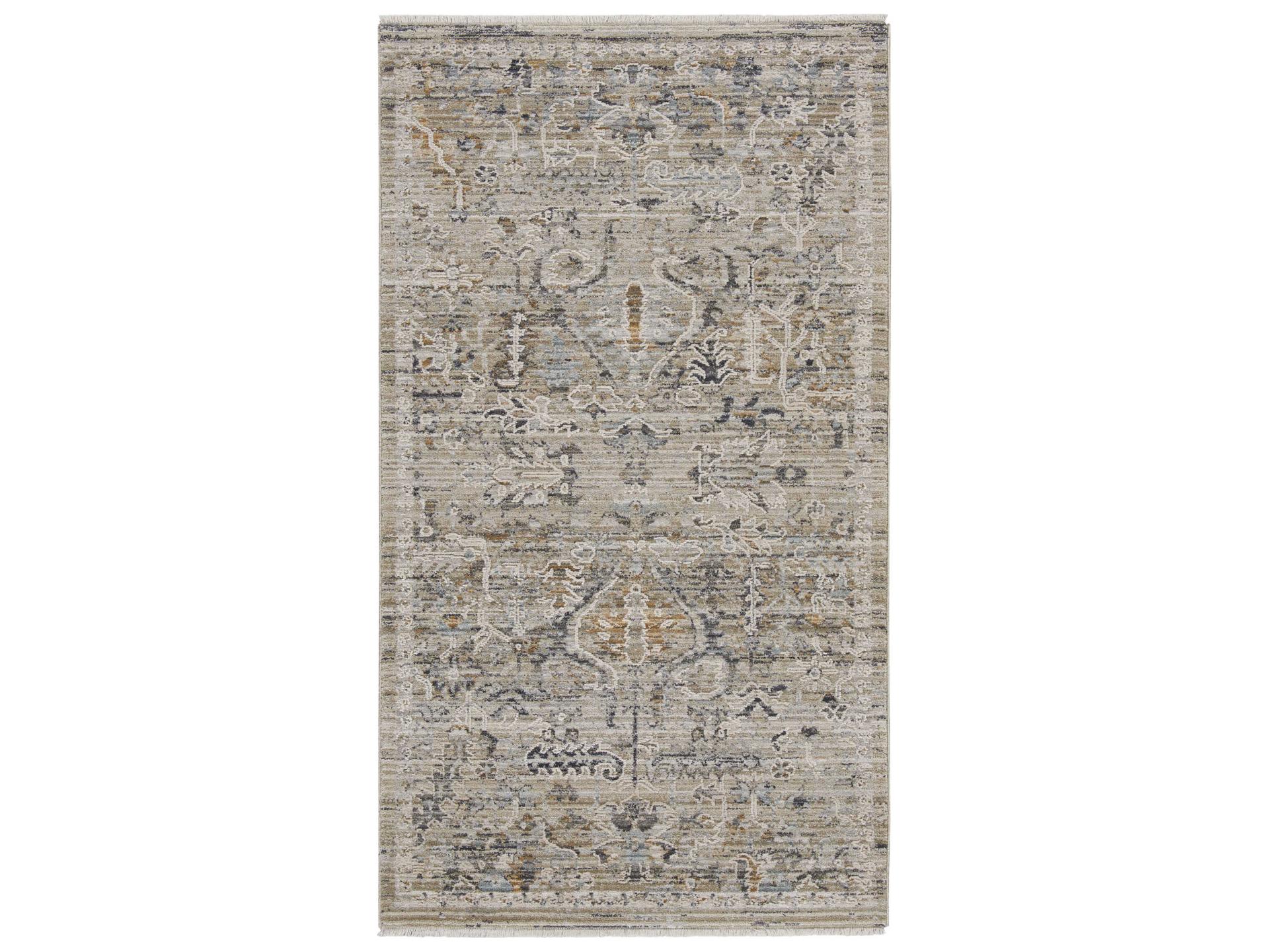 Lynx Vintage Ivory Taupe Power-Loomed Polyester Area Rug