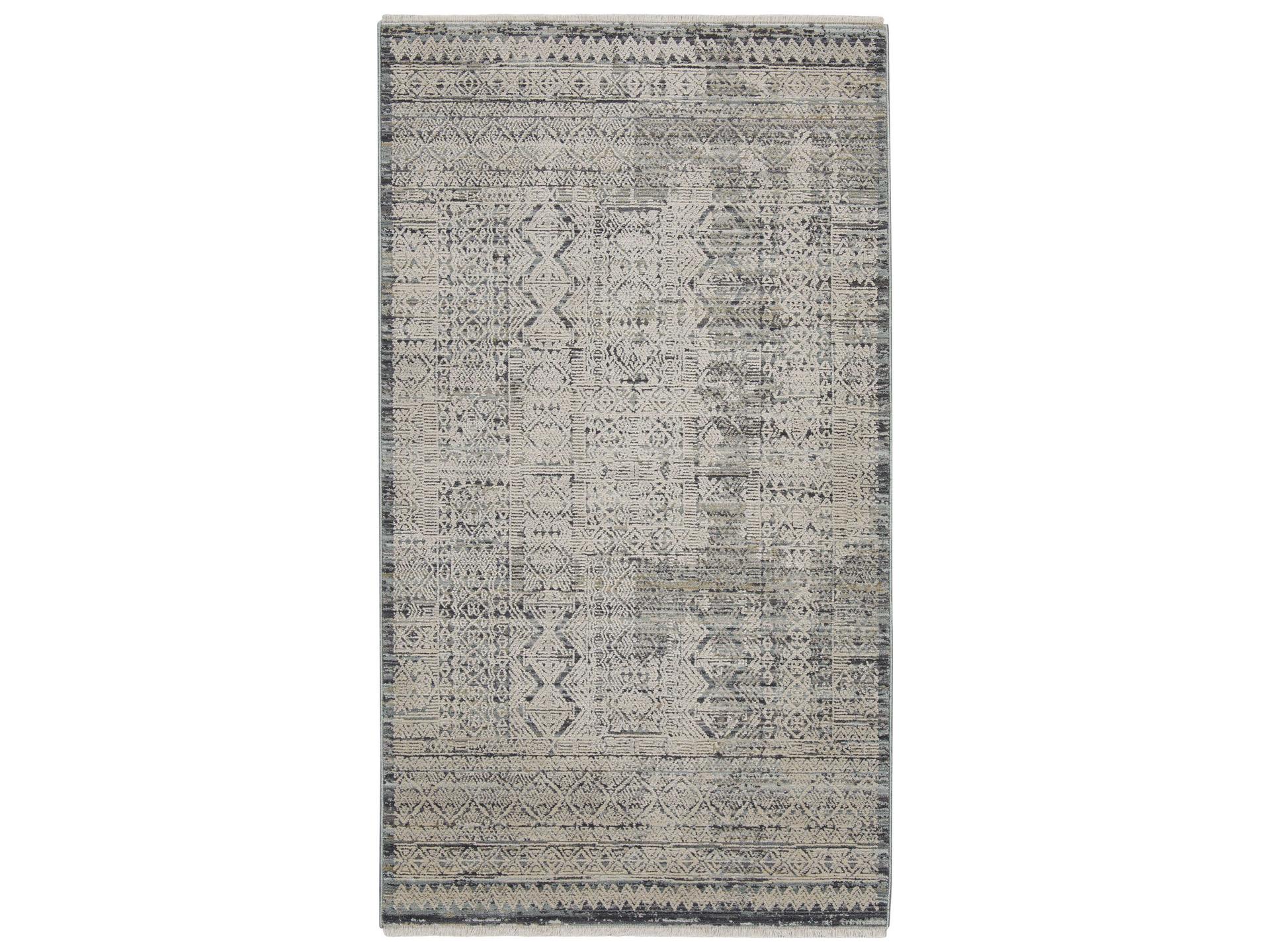 Lynx Area Rug Tribal Geometric Ivory Blue