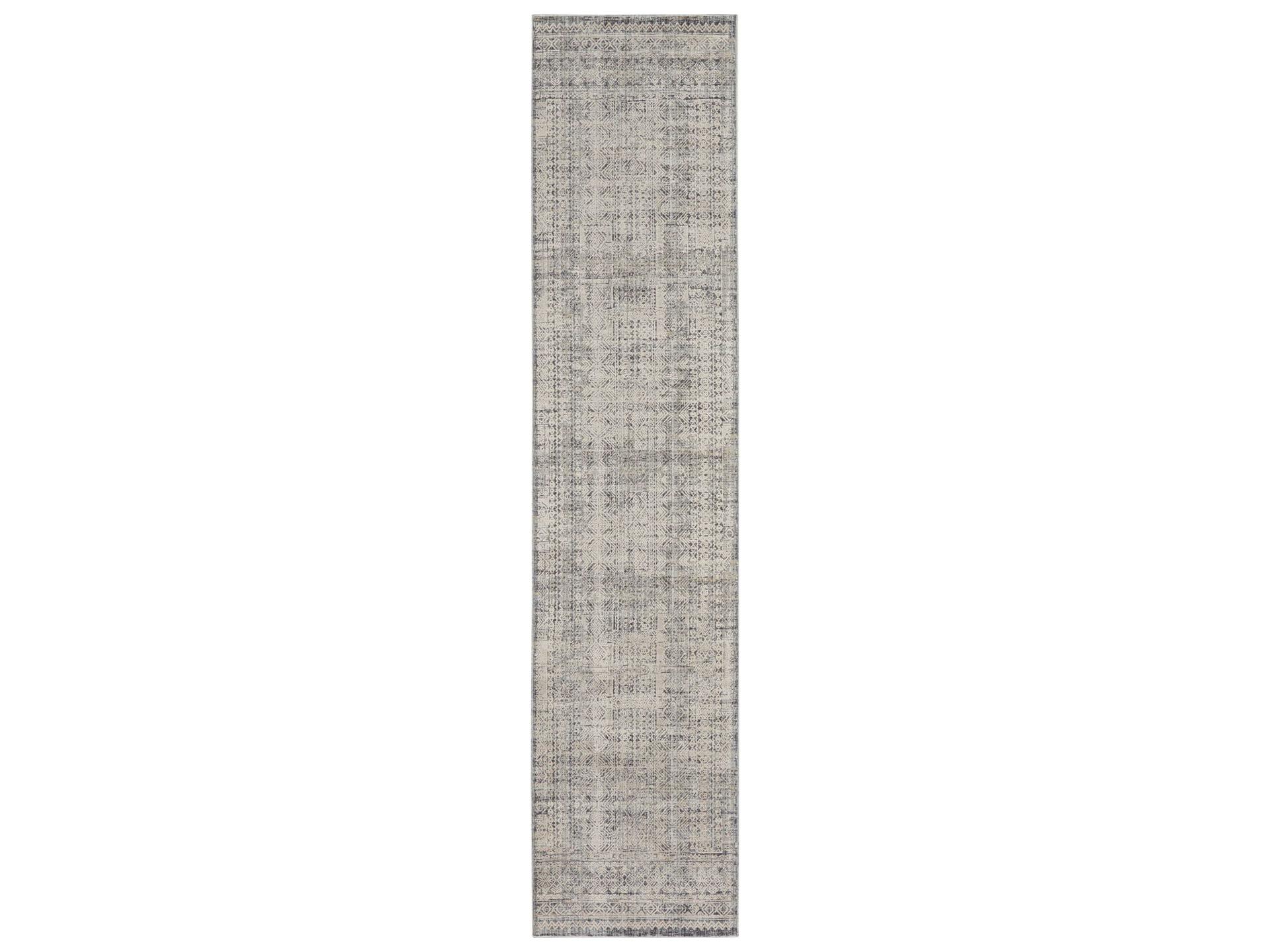 Lynx Runner Rug Ivory Blue Tribal-Inspired
