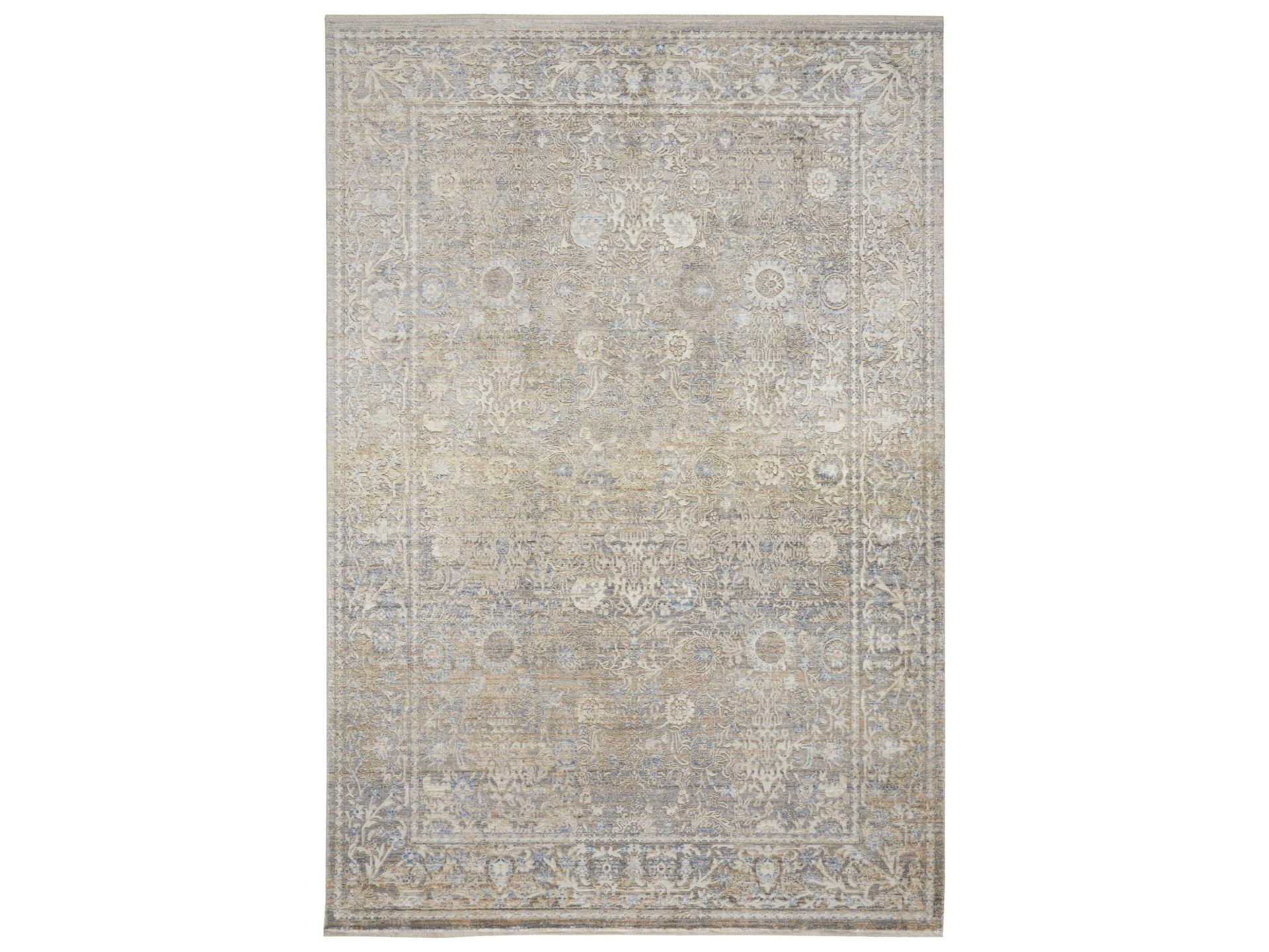 Lustrous Weave Area Rug Ivory Blue Traditional