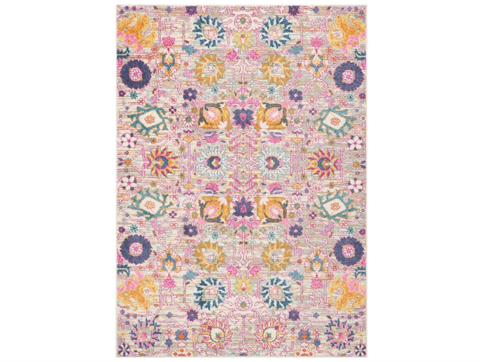 Passion PSN01 Silver Floral Area Rug
