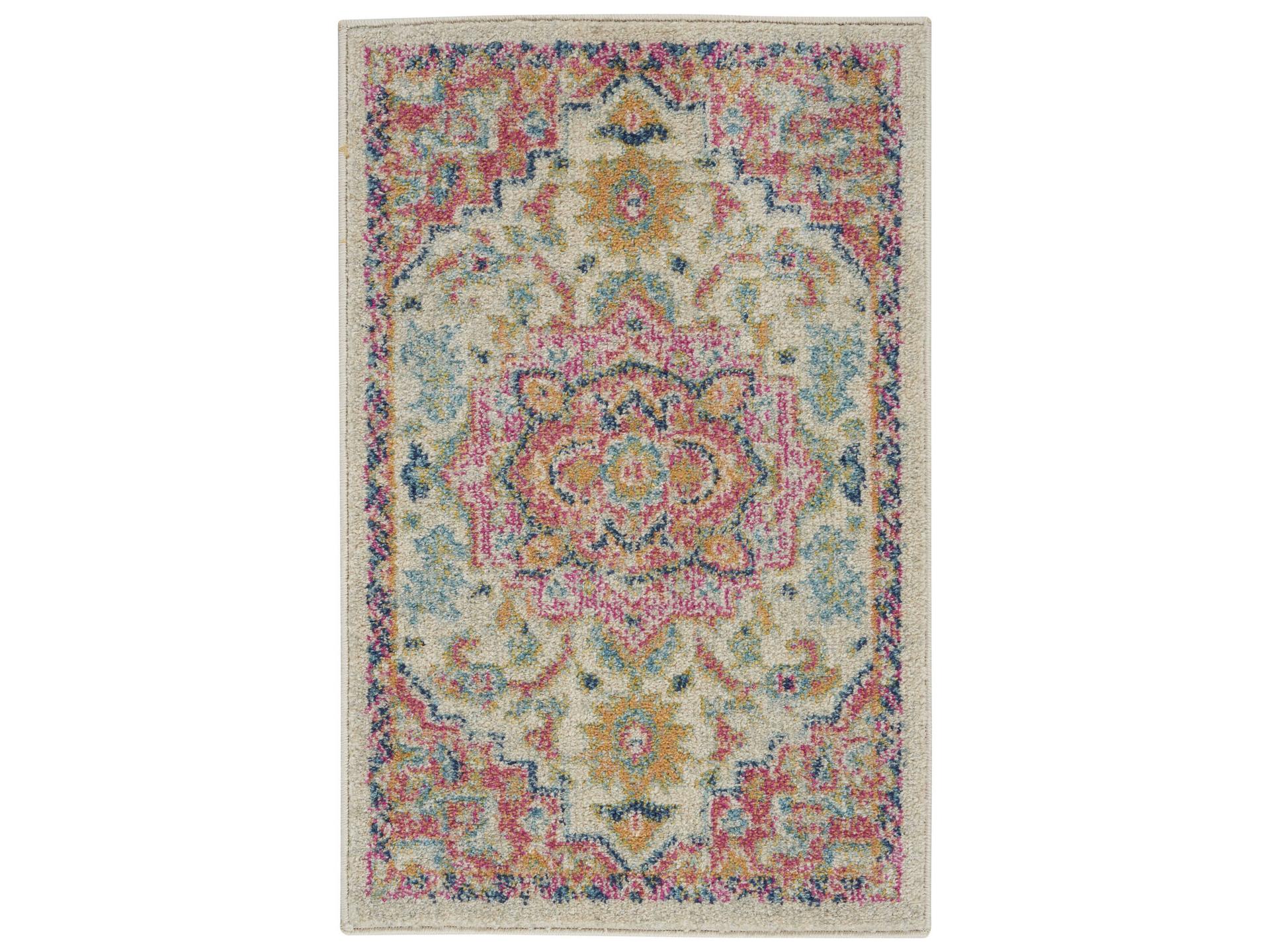 Passion PSN25 Ivory Pink Vintage Floral Area Rug