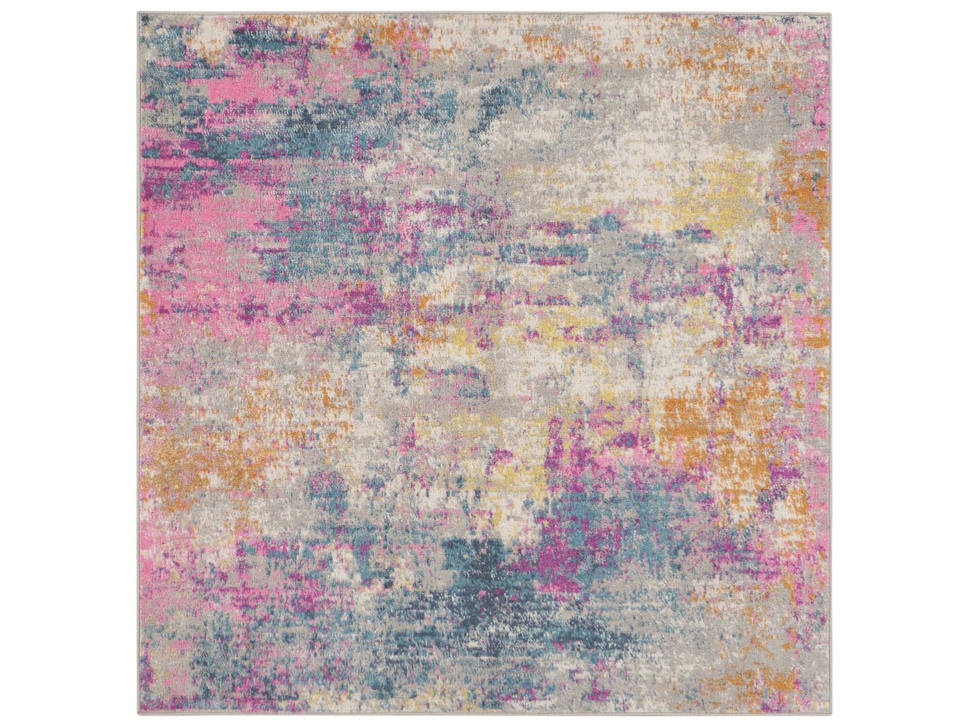 Passion Square Area Rug Abstract Multicolor