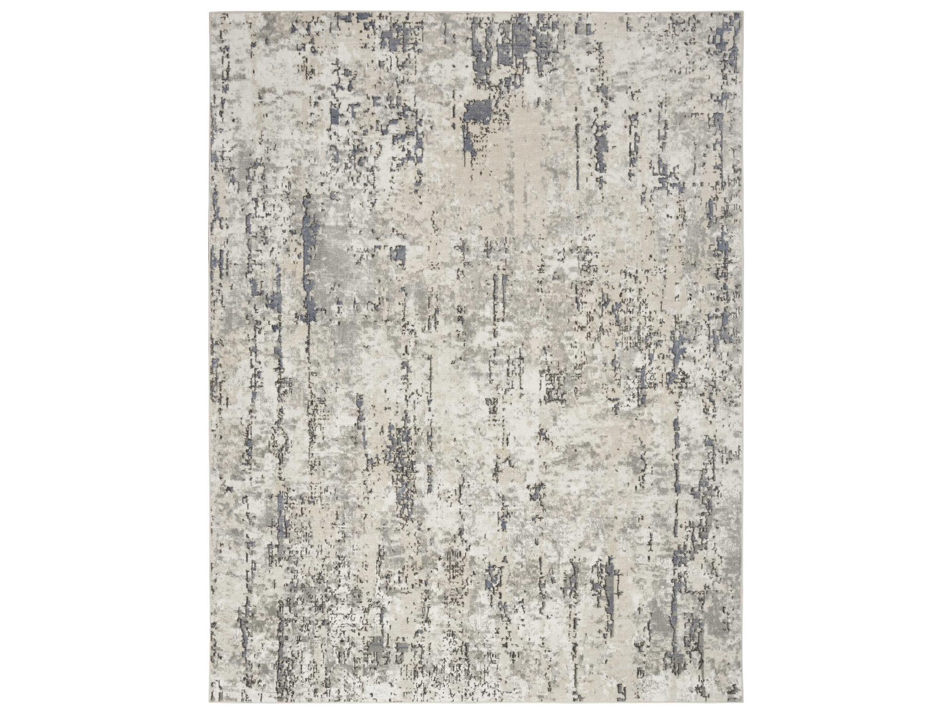 Quarry Abstract Area Rug in Ivory Blue Grey