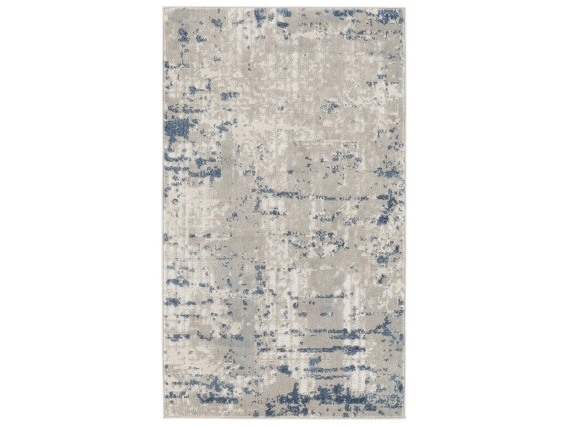 Quarry QUA01 Abstract Power-Loomed Area Rug Ivory Grey Blue