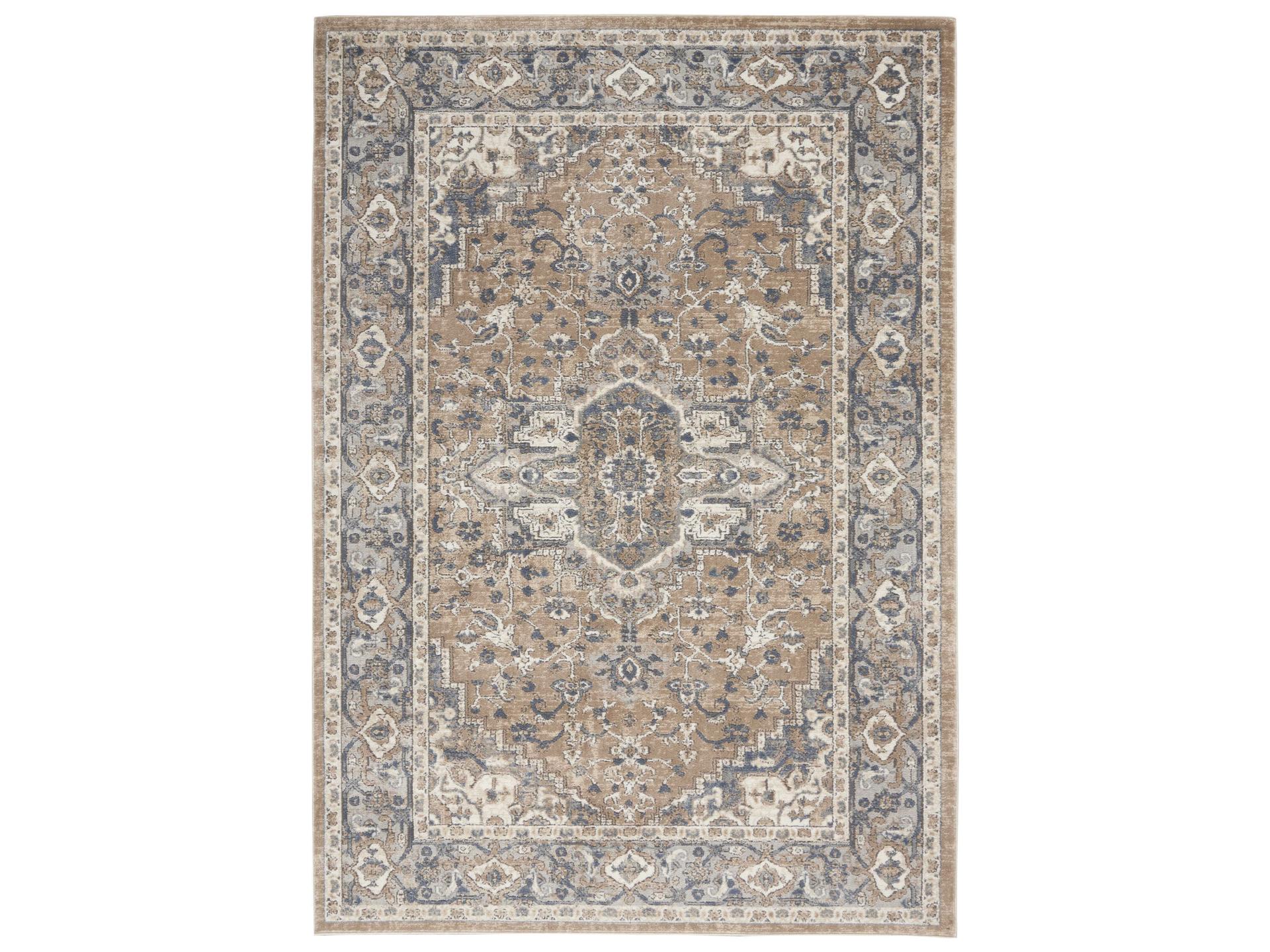 Quarry Traditional Persian Medallion Area Rug in Beige Grey
