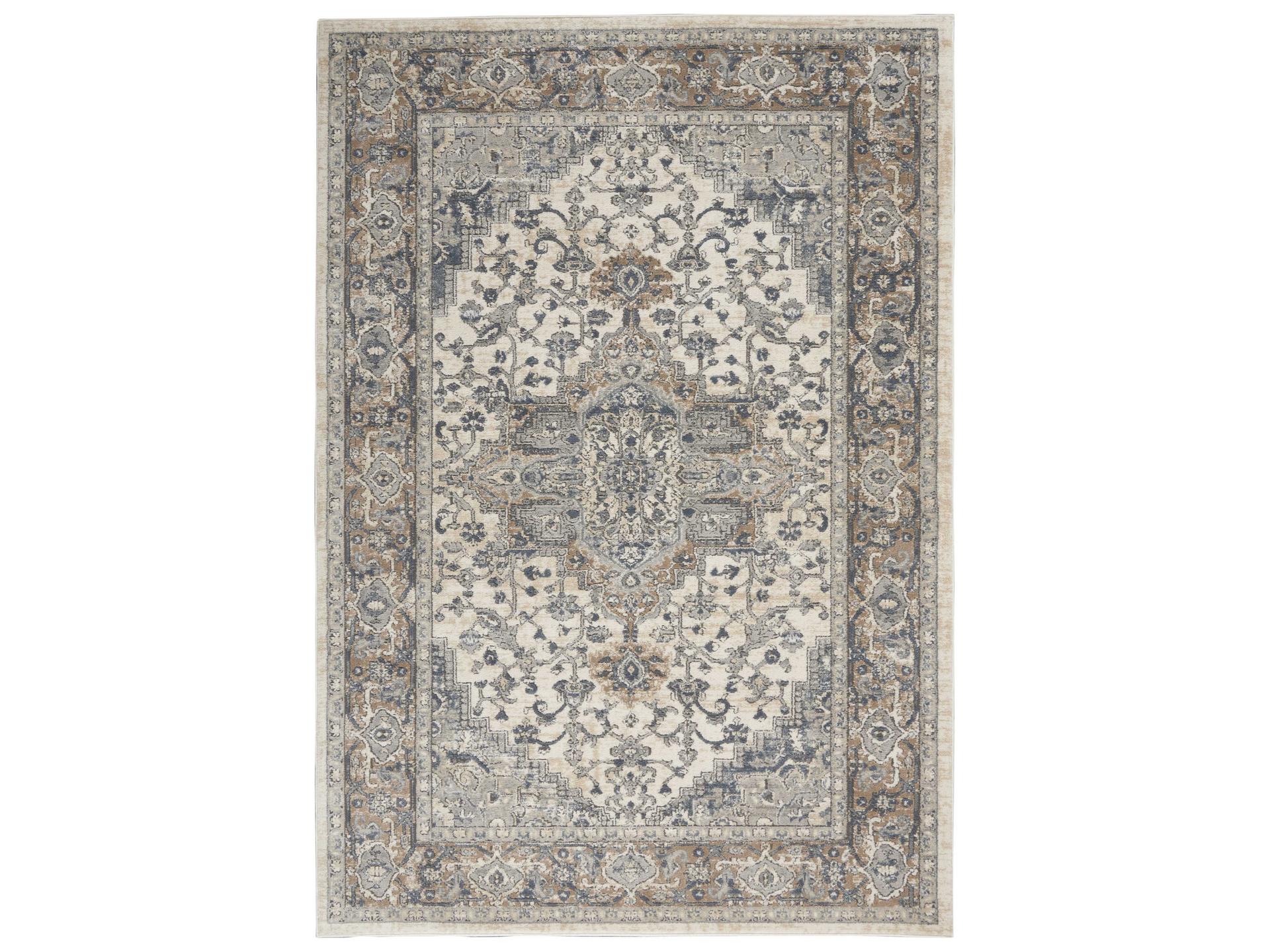 Quarry Traditional Persian Area Rug in Ivory Grey