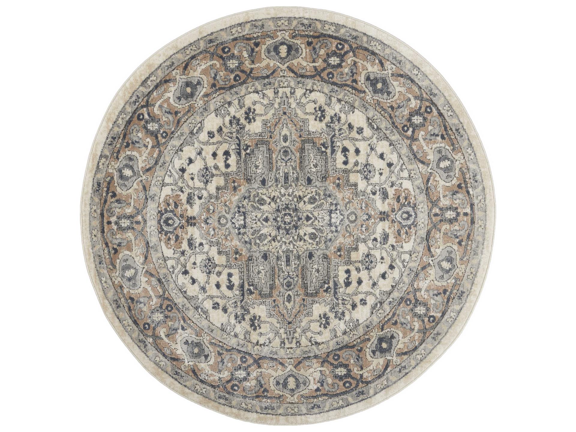 Quarry 4-Foot Round Area Rug Ivory Grey