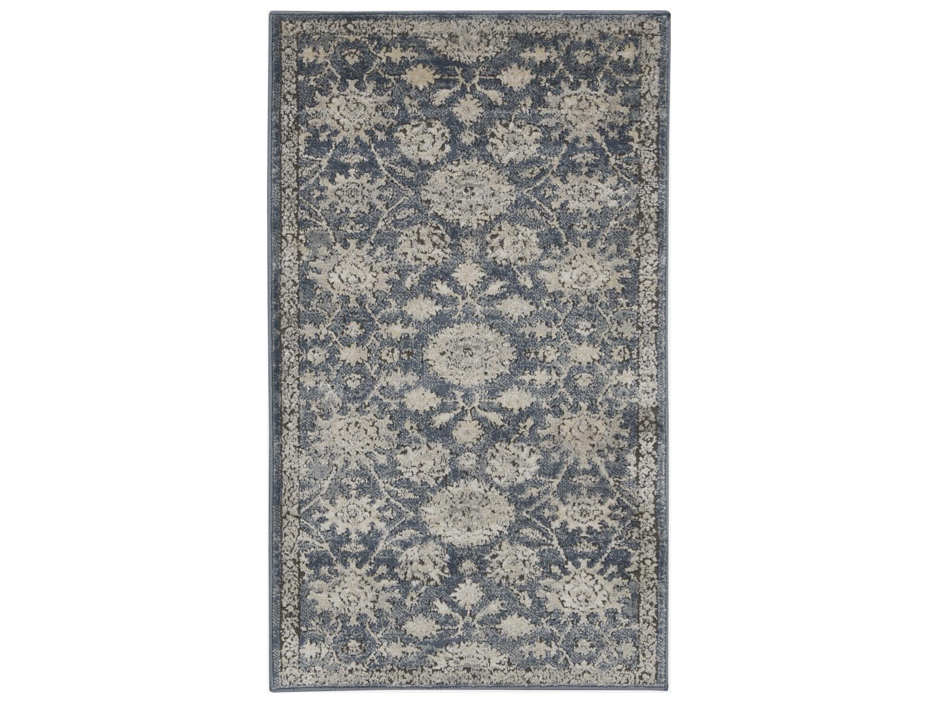 Quarry QUA06 Traditional Area Rug in Blue and Beige with Floral Medallions