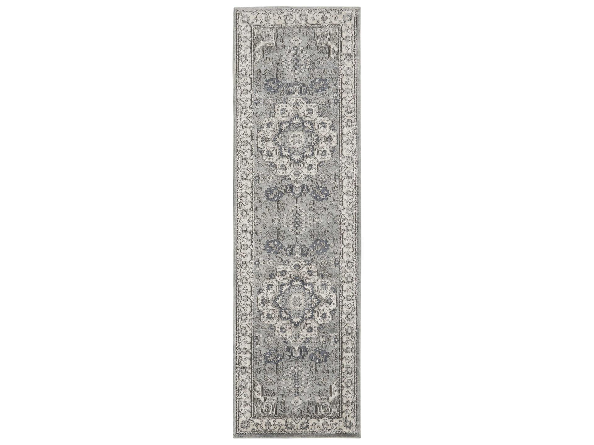 Quarry Runner Rug Grey Ivory Persian