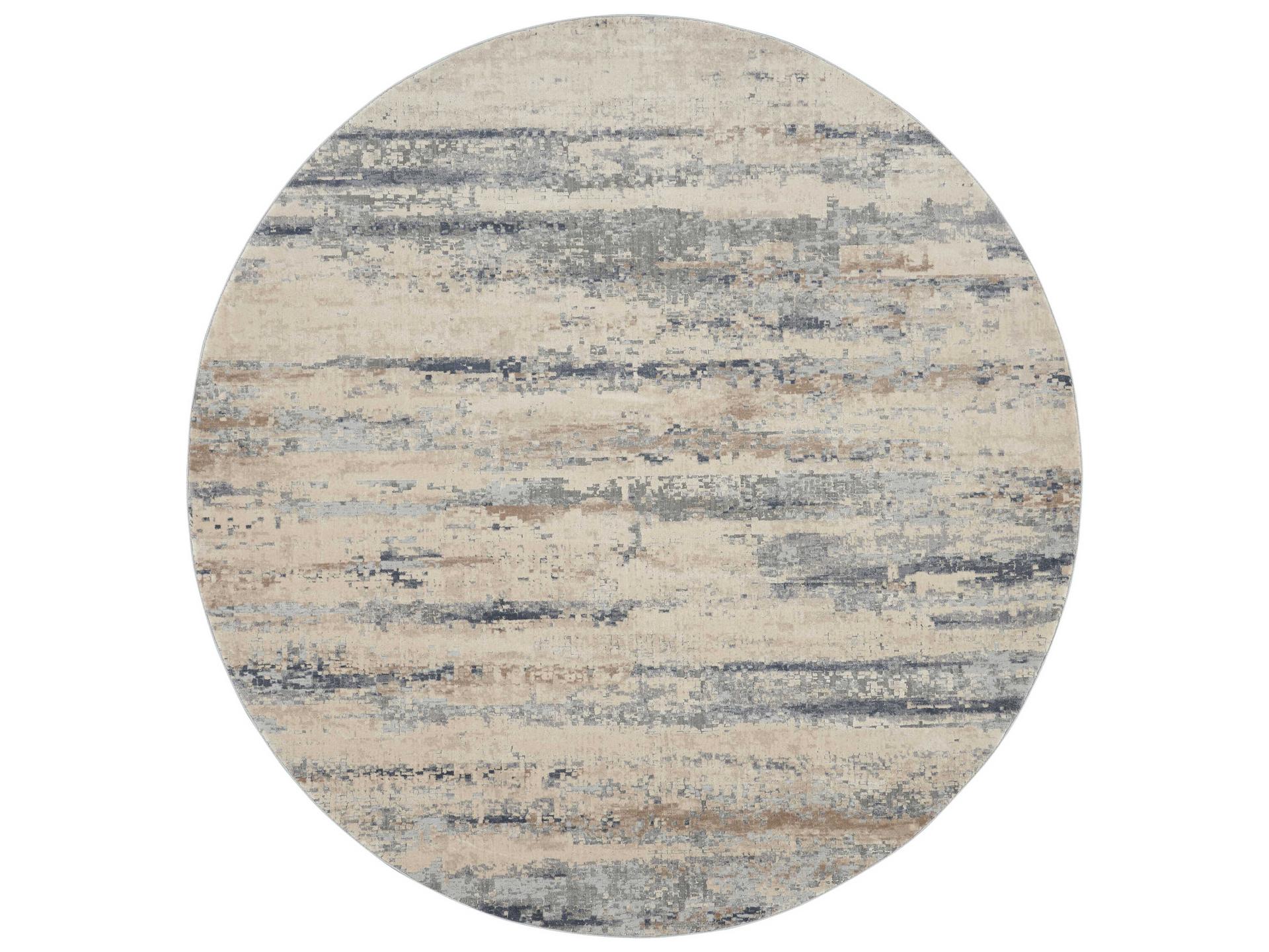 Rustic Textures RUS04 Beige Grey Round Area Rug