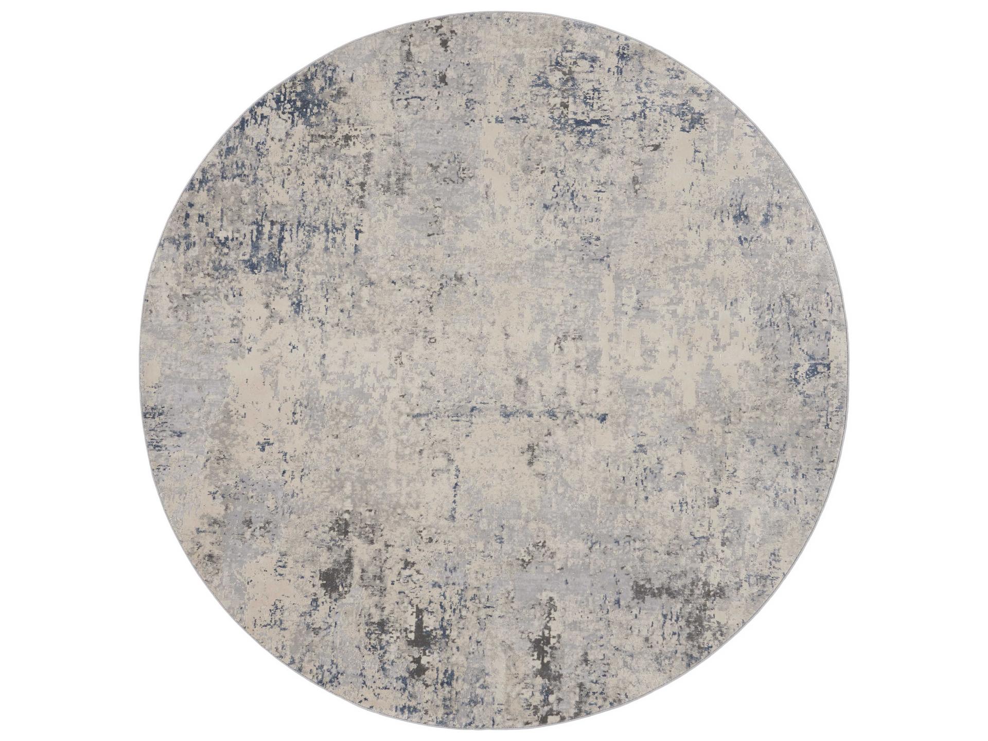 Rustic Textures Area Rug Abstract Modern Ivory and Blue