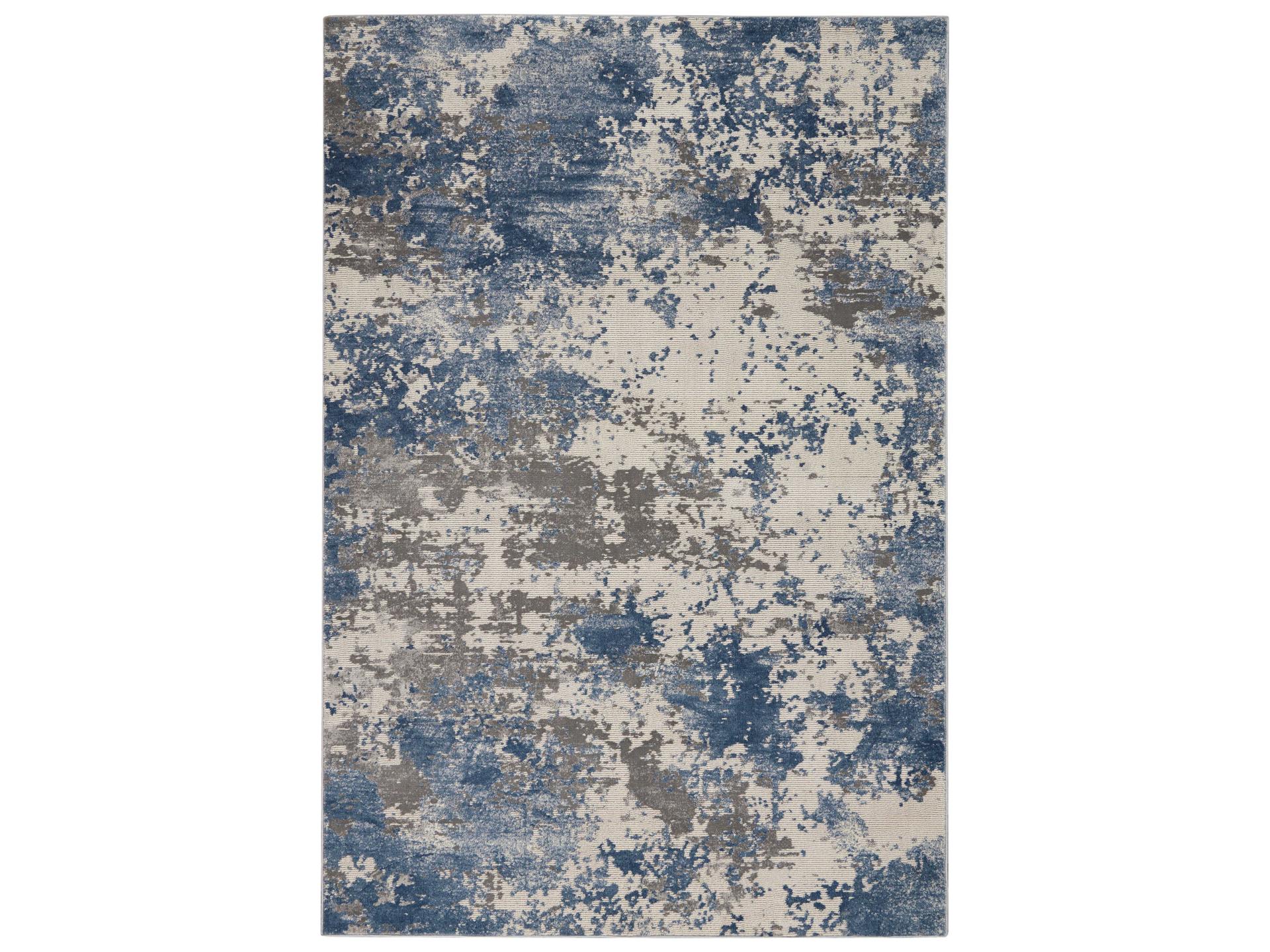 Rustic Textures Area Rug in Grey Blue Abstract