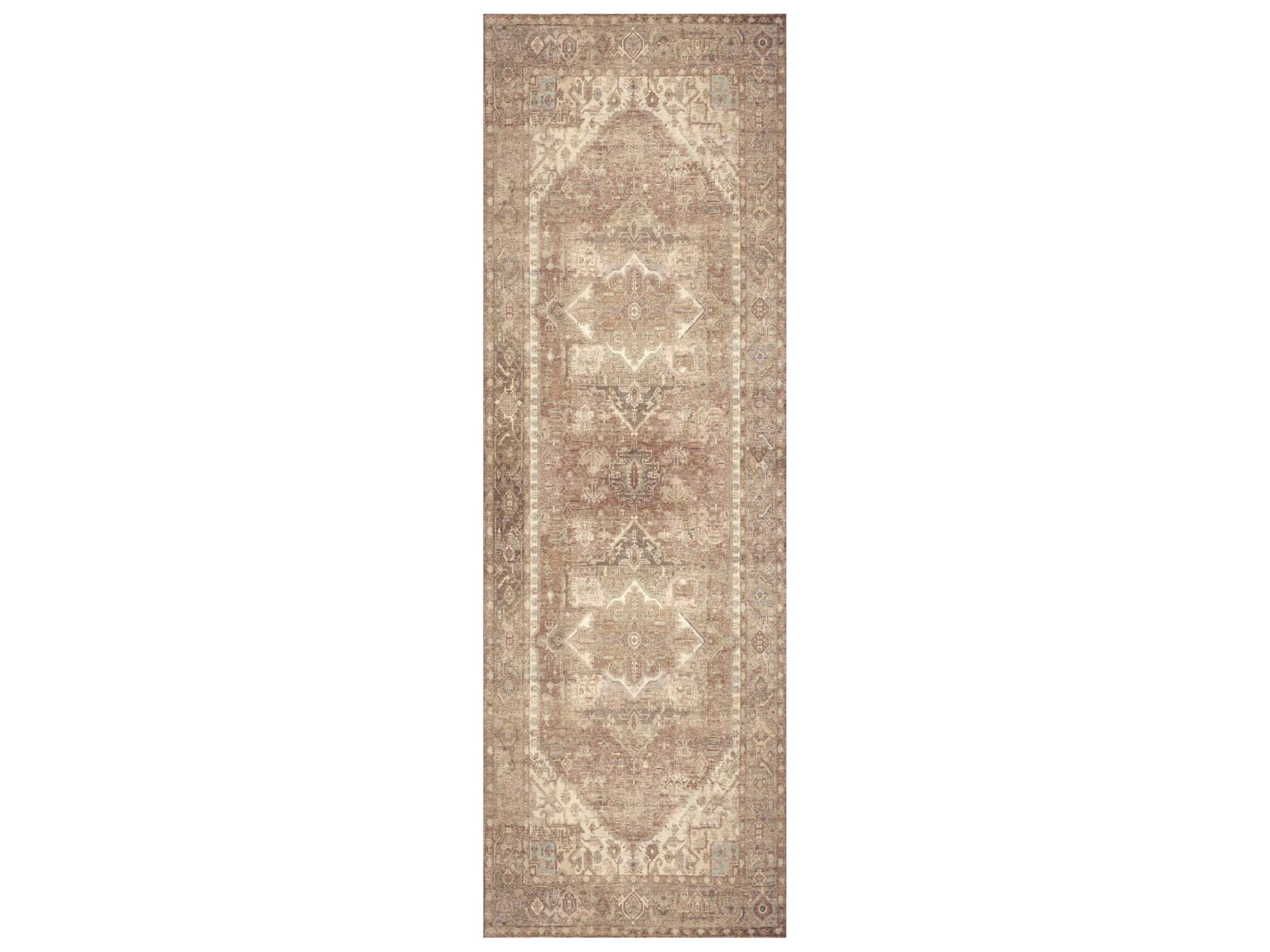 Vintage Washables Bordered Runner Area Rug in Gold