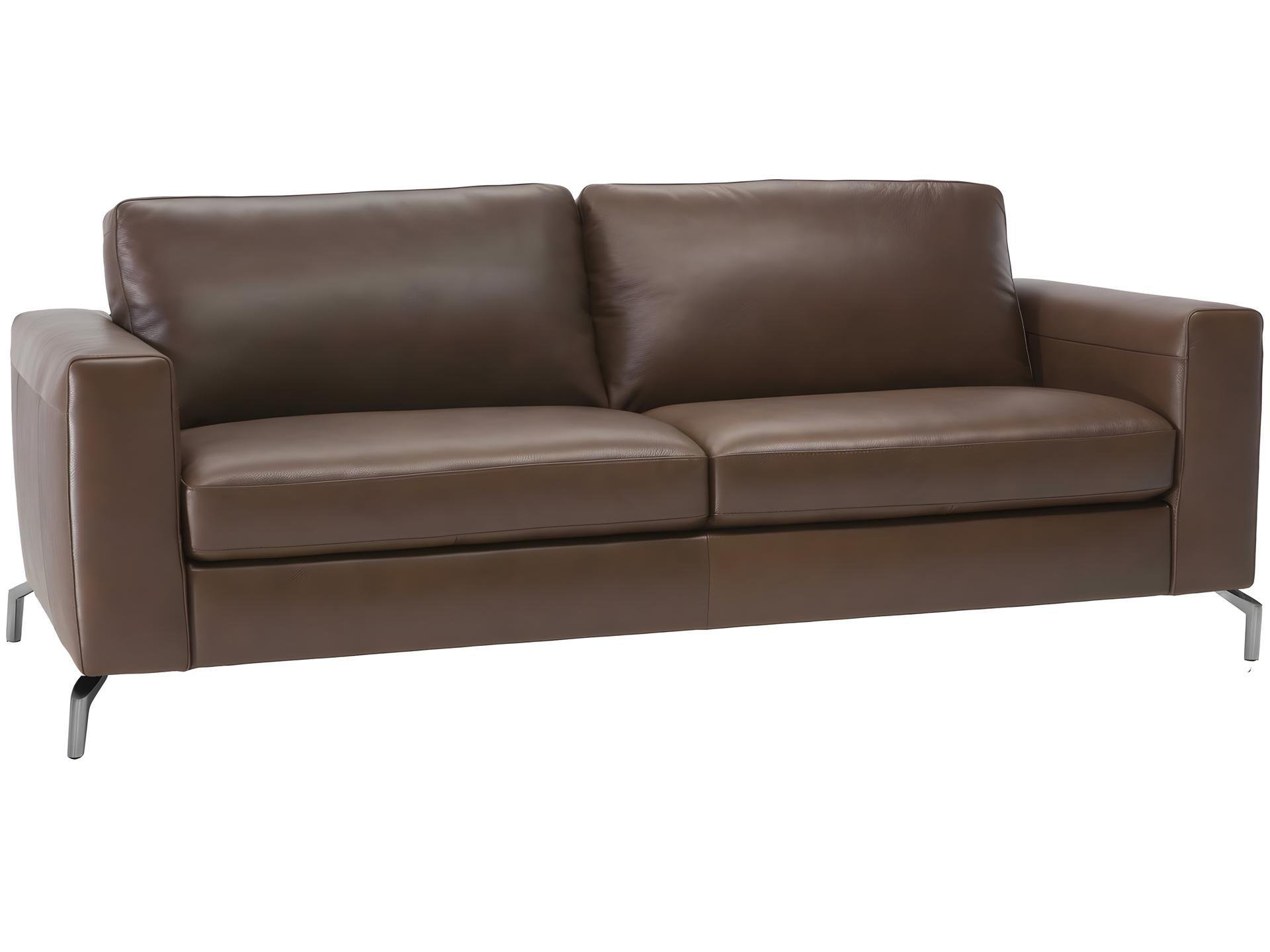 Vara 3-Seat Top-Grain Leather Sofa with Black Chrome Legs