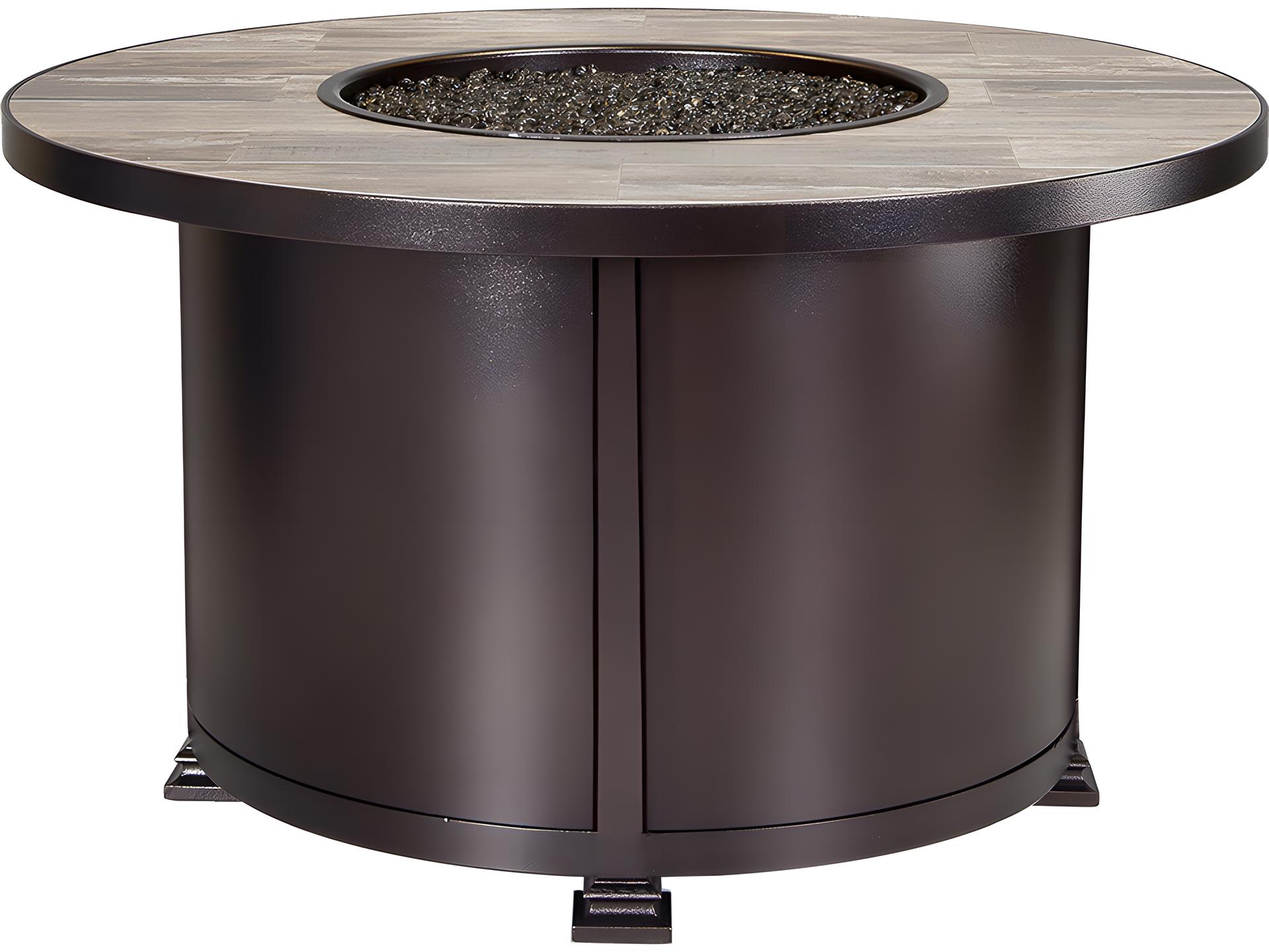 Casual Fireside Santorini Wrought Iron Round Chat Height Patio Fire Pit Table