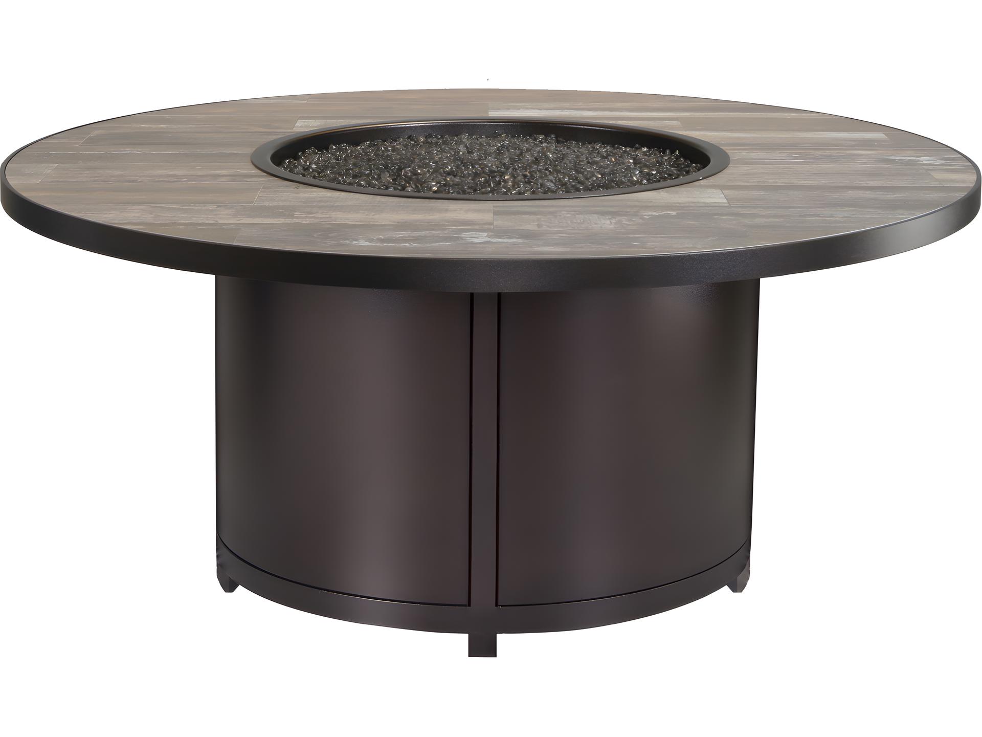 Casual Fireside Elba Aluminum Round Chat Height Patio Fire Pit Table