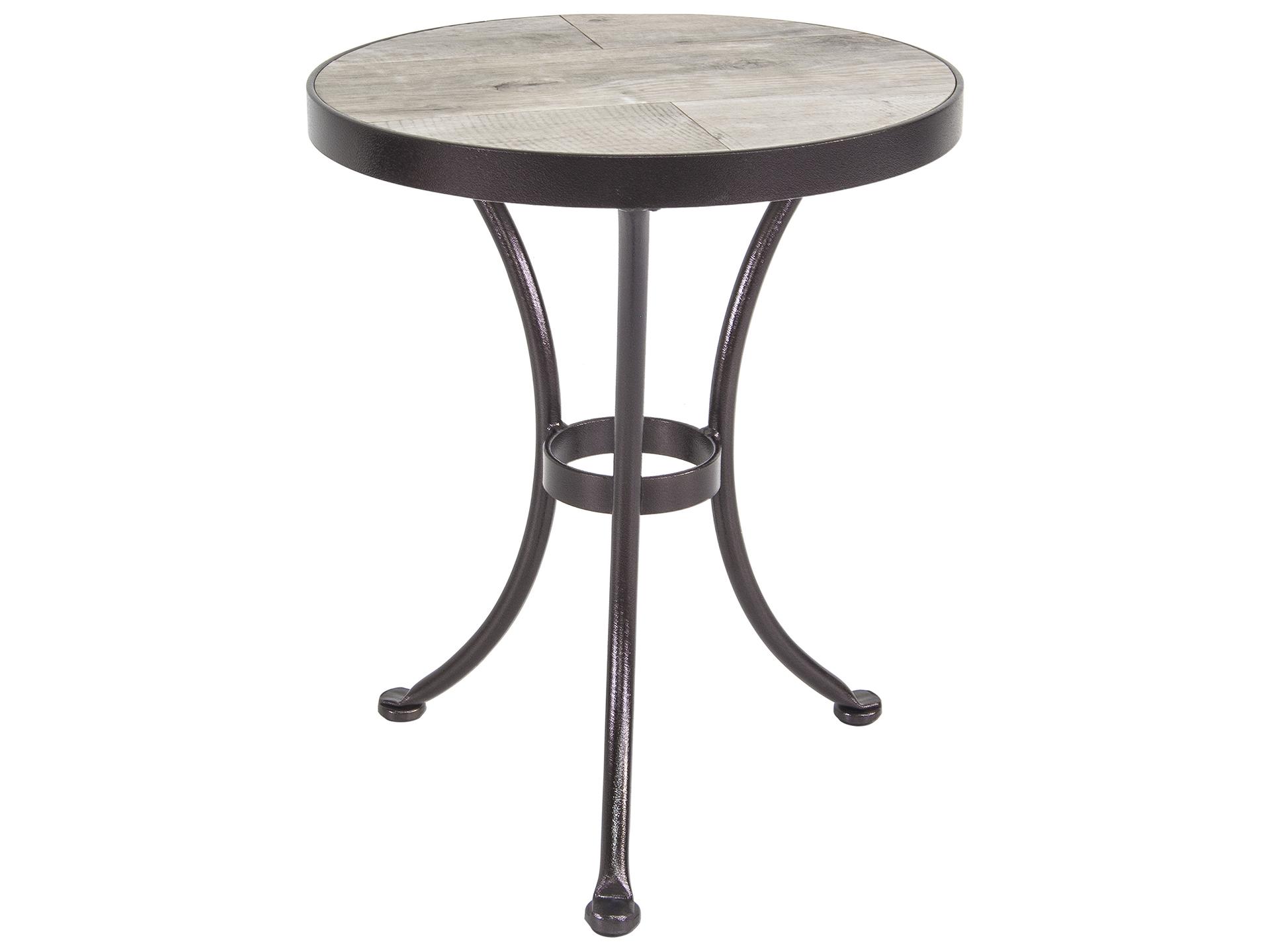 Accent Wrought Iron Round Patio Side Table