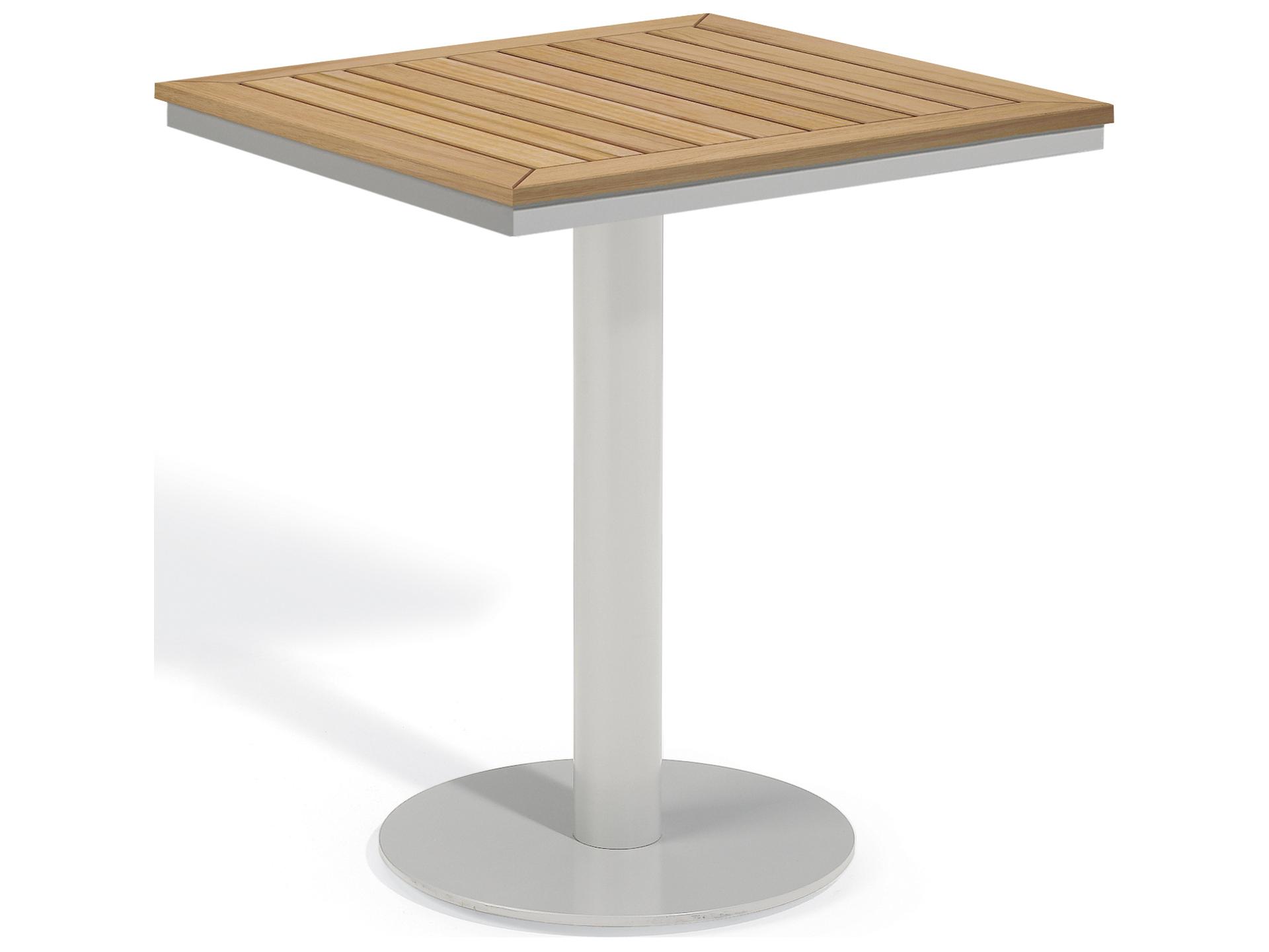 Oxford Garden Travira Aluminum Flint Square Tekwood Top Patio Bistro Table